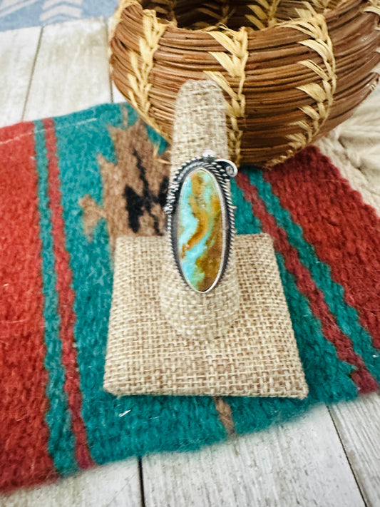Handcrafted Turquoise & Sterling Silver Adjustable Ring by Jacqueline Silver