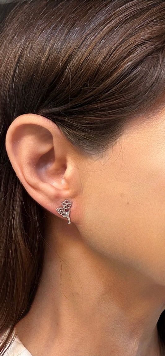 Sterling Silver Birthday Flower Stud Earrings February