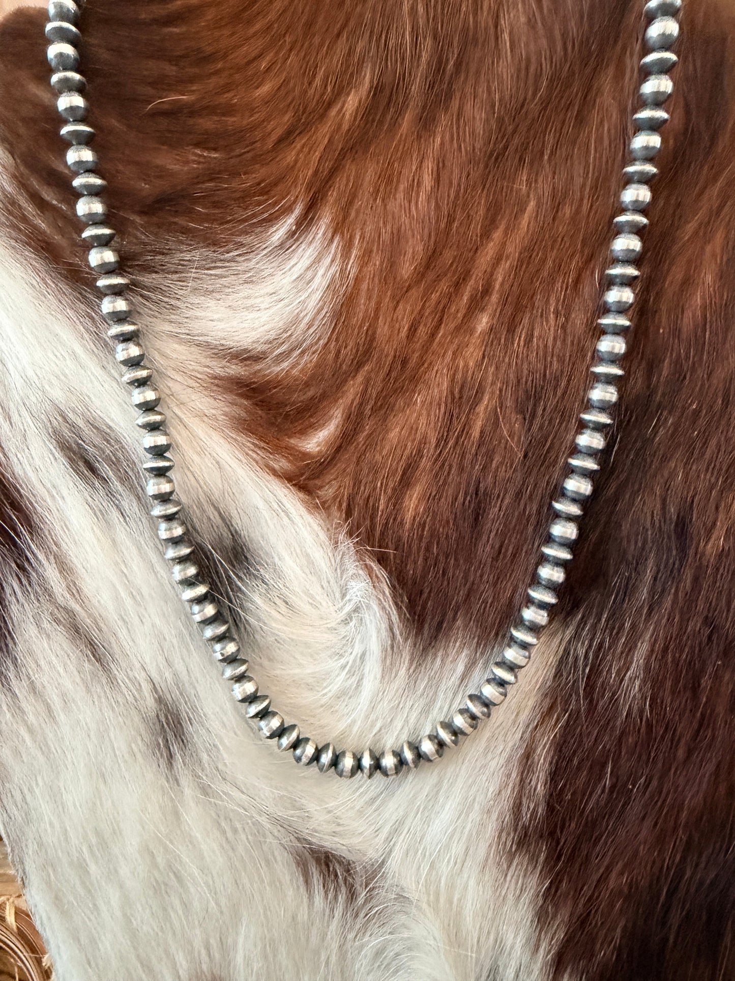Handcrafted 5mm Sterling Silver Pearl Beaded Necklace