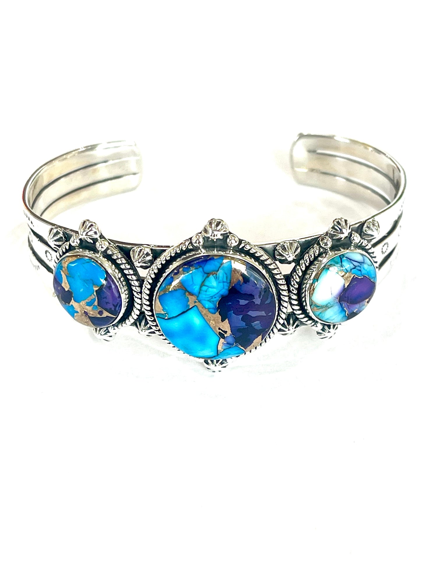 Handmade Sterling Silver Purple Kingman Mojave Adjustable  Cuff