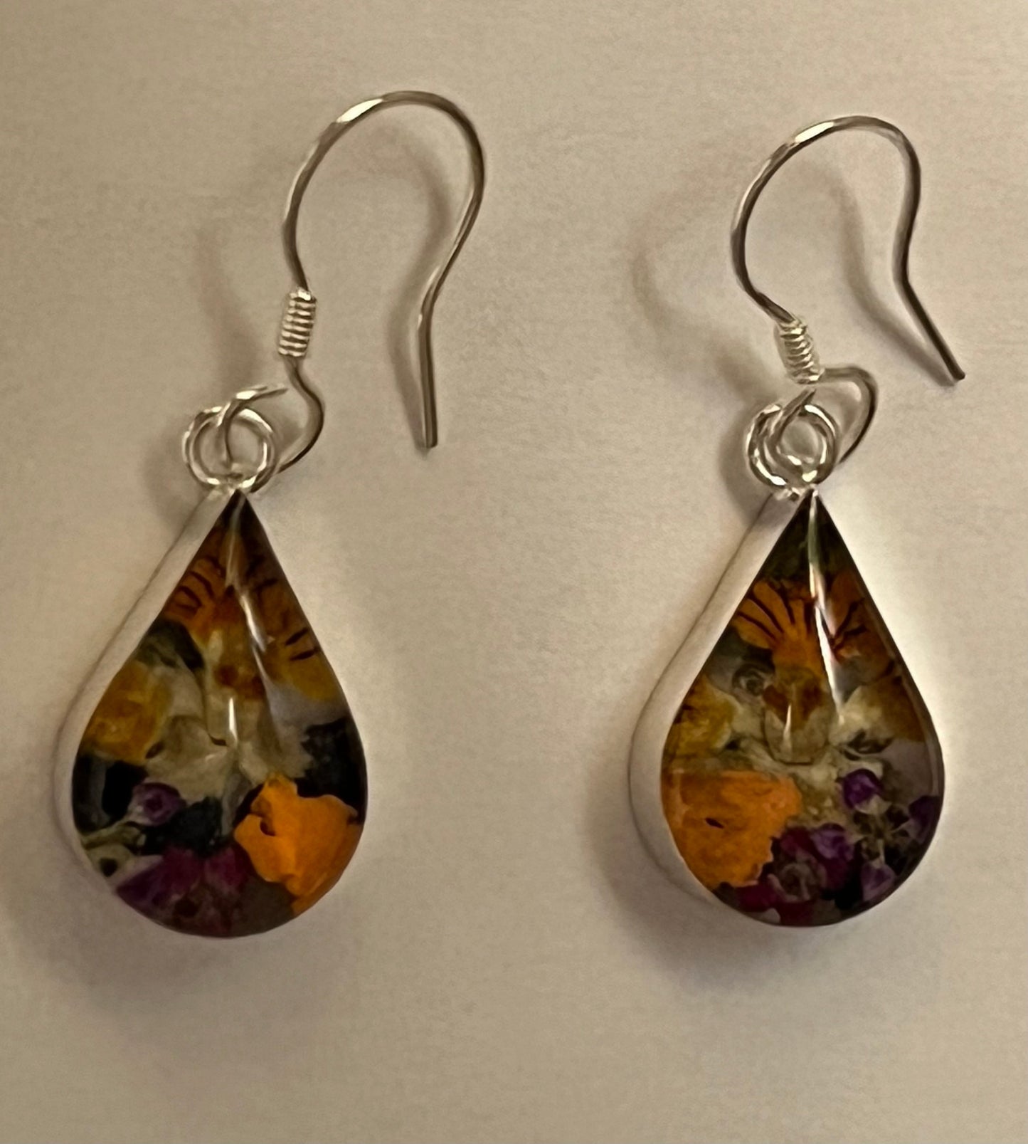 Primavera Small Teardrop Sterling Silver Earrings on Hook