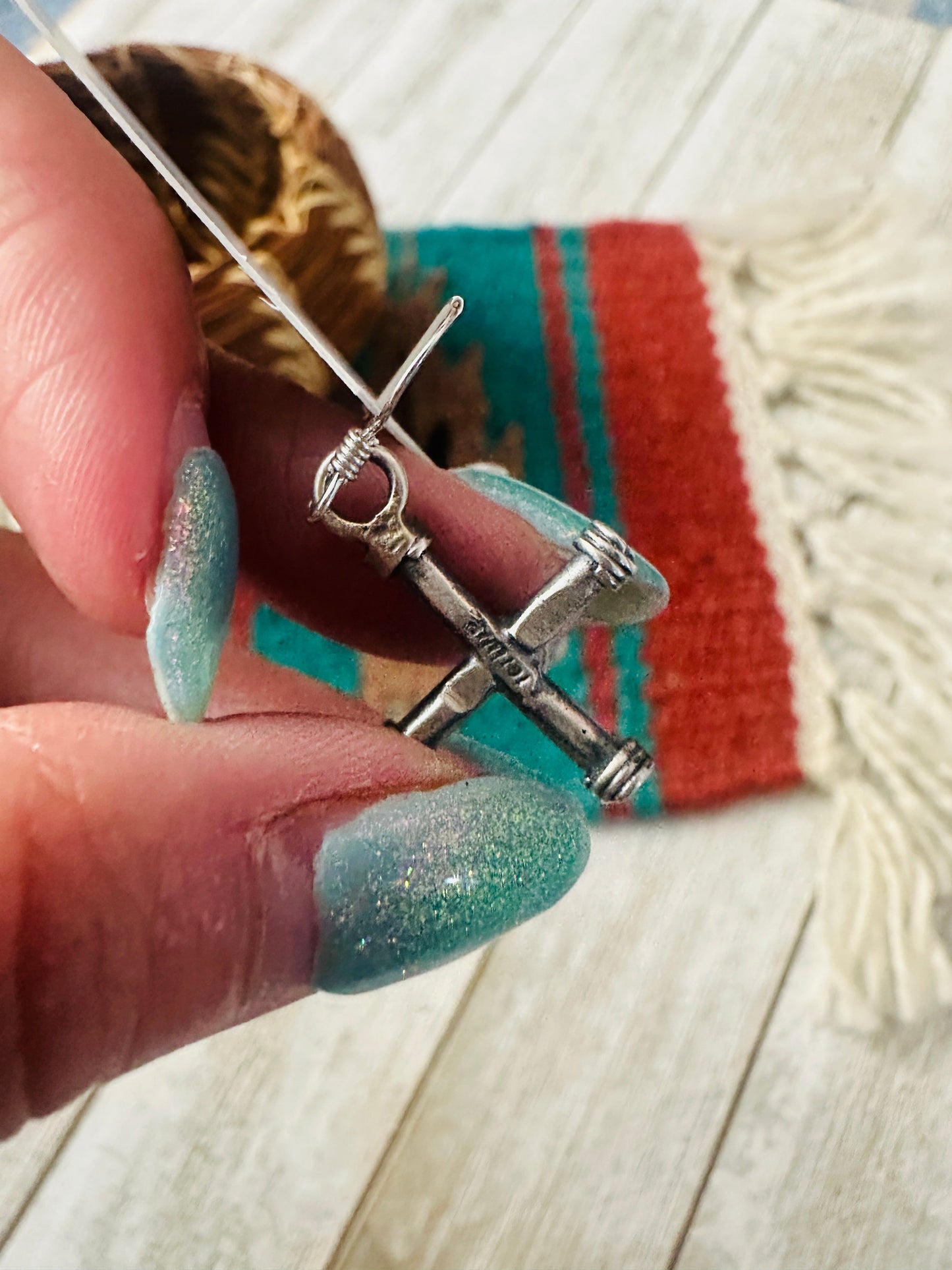 Handcrafted Sterling Silver & Queen Pink Conch Cross Dangle Earrings