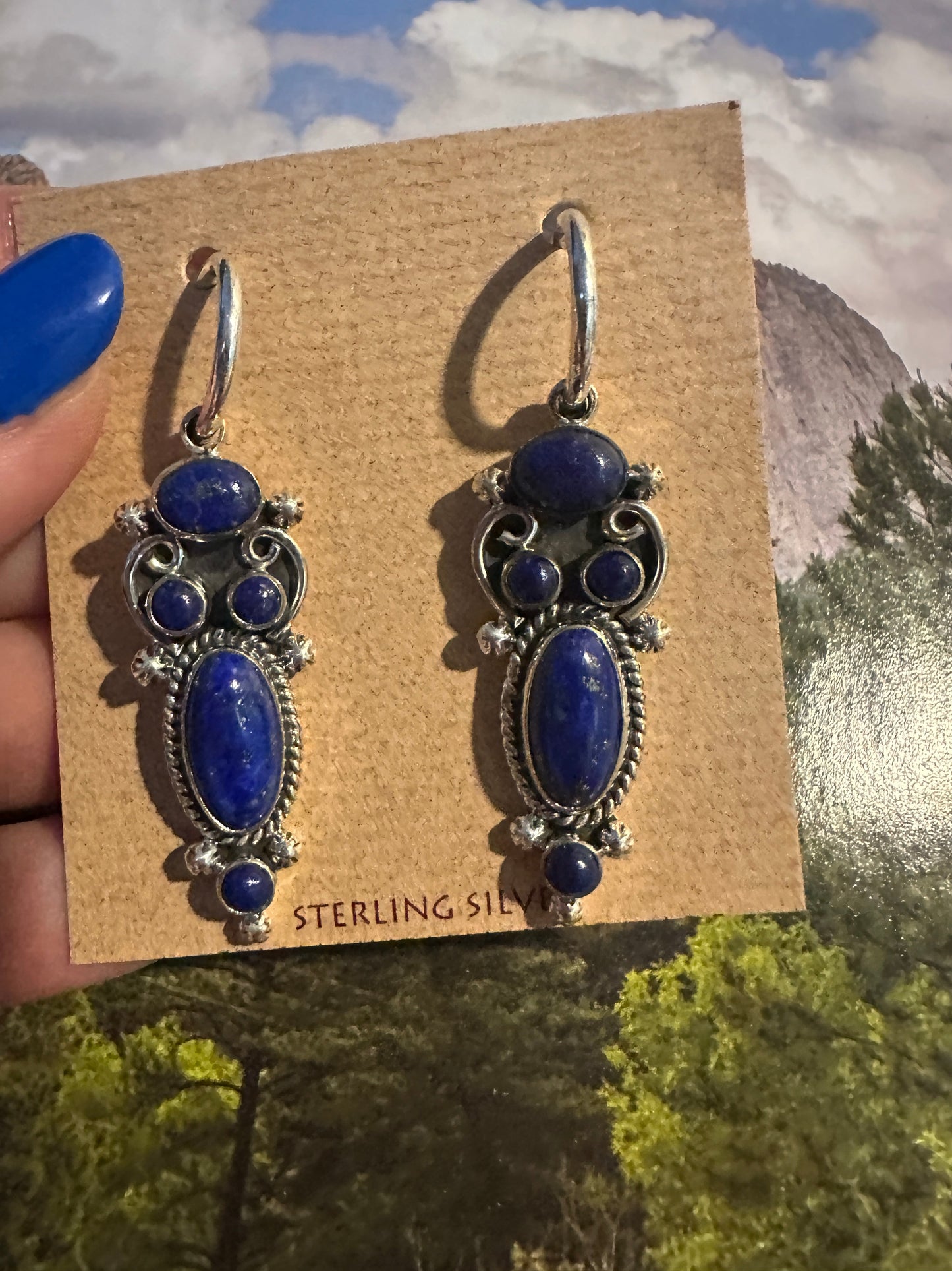 Handmade Sterling Silver Lapis Dangle Earrings By Dan Dodson