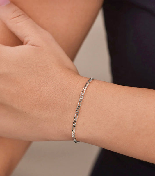 Sterling Silver Figaro Chain Bracelet 8”