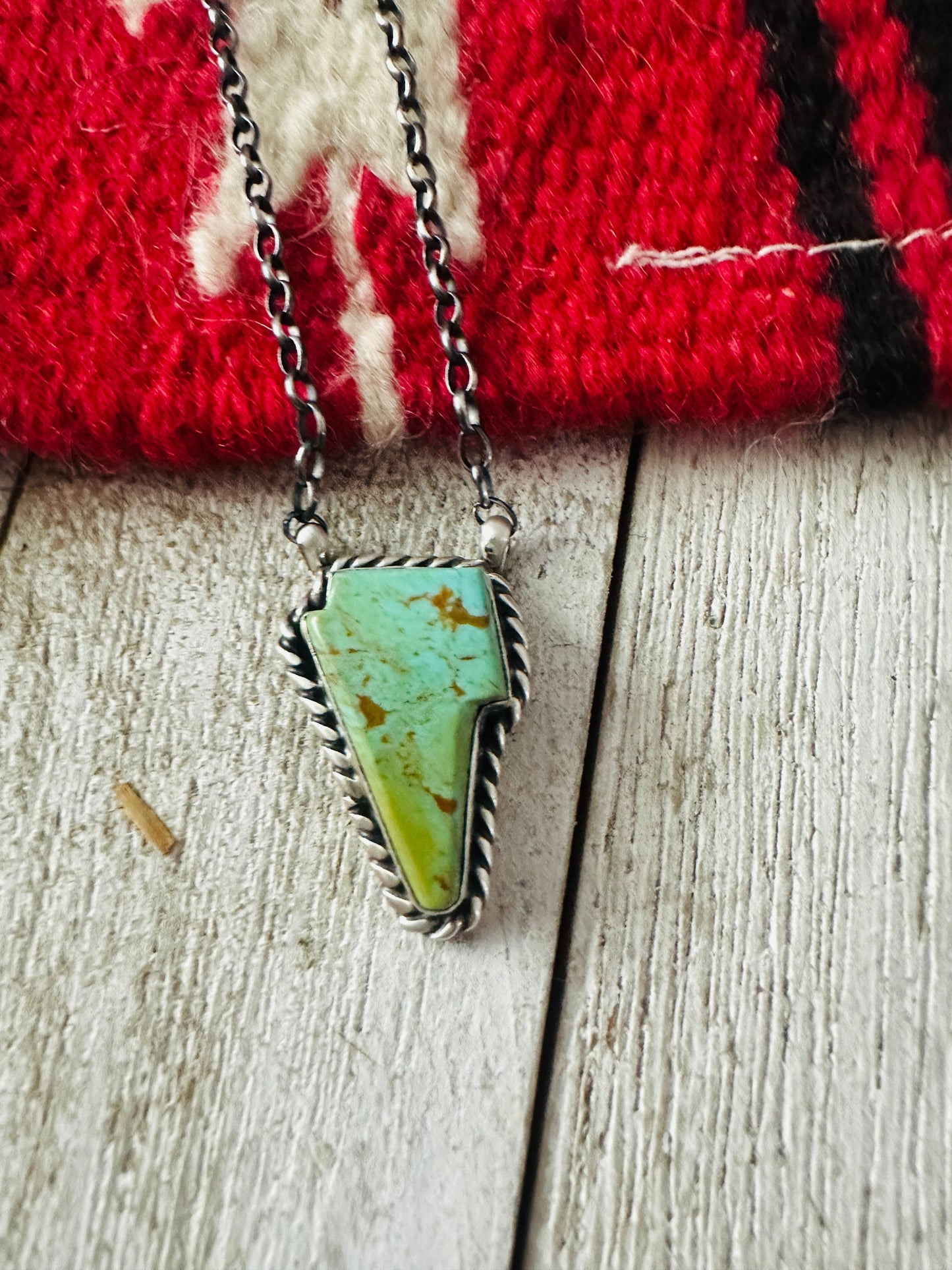 Handcrafted Sterling Silver & Turquoise Lightening Bolt Necklace