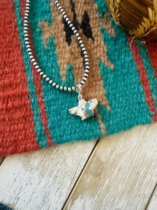 Handcrafted & Hand Carved Blue Mojave Eagle Charm