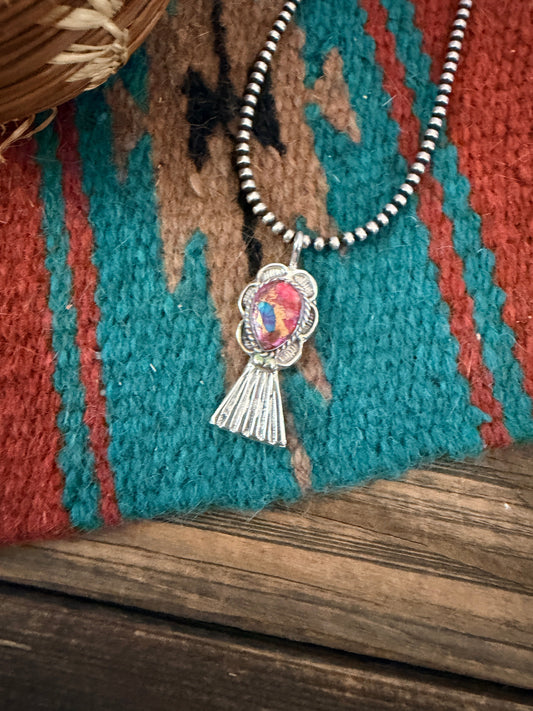 Handcrafted Sterling Silver & Pink Dream Mojave Blossom Pendant by Joseph Martinez