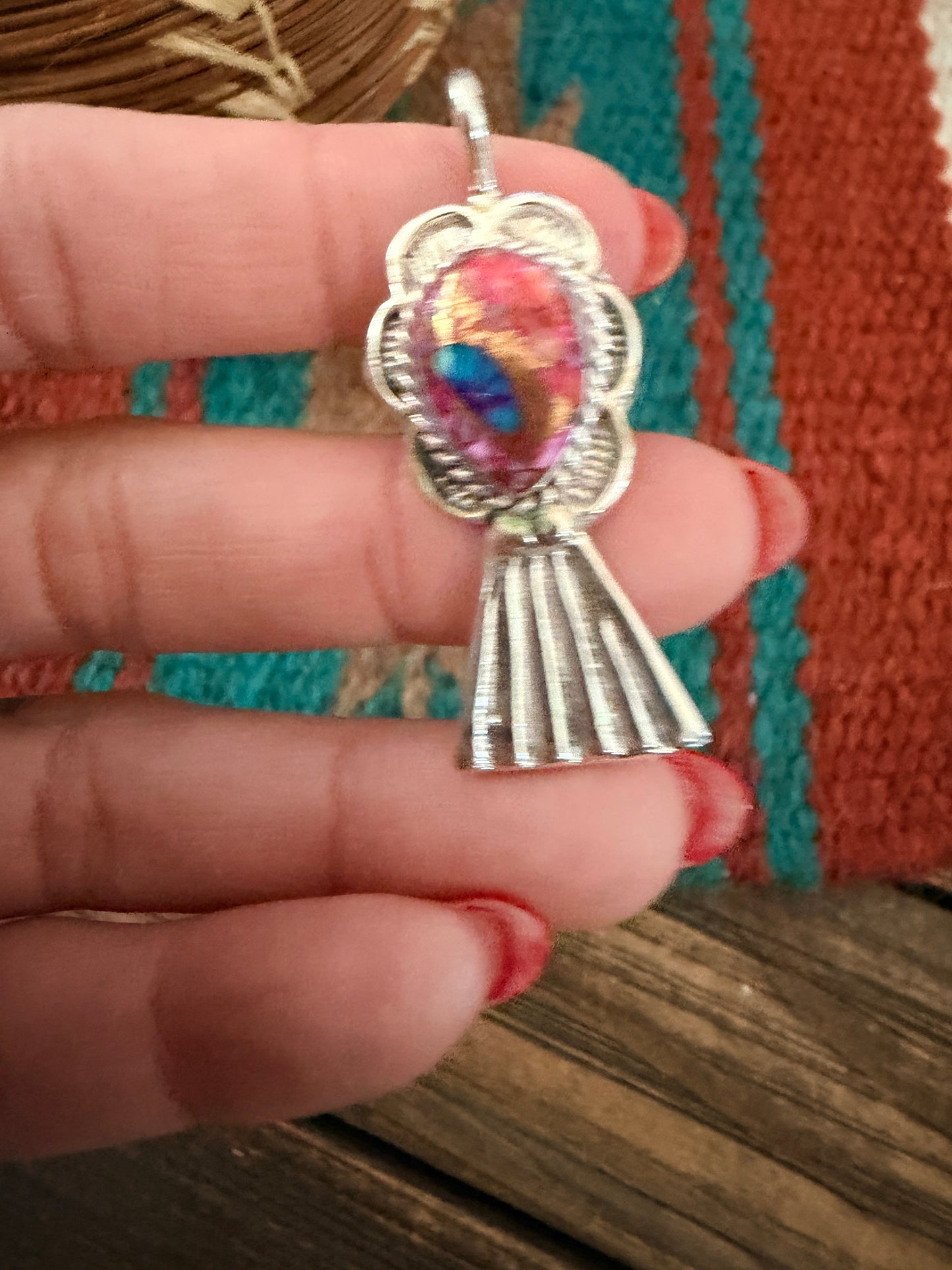 Handcrafted Sterling Silver & Pink Dream Mojave Blossom Pendant by Joseph Martinez