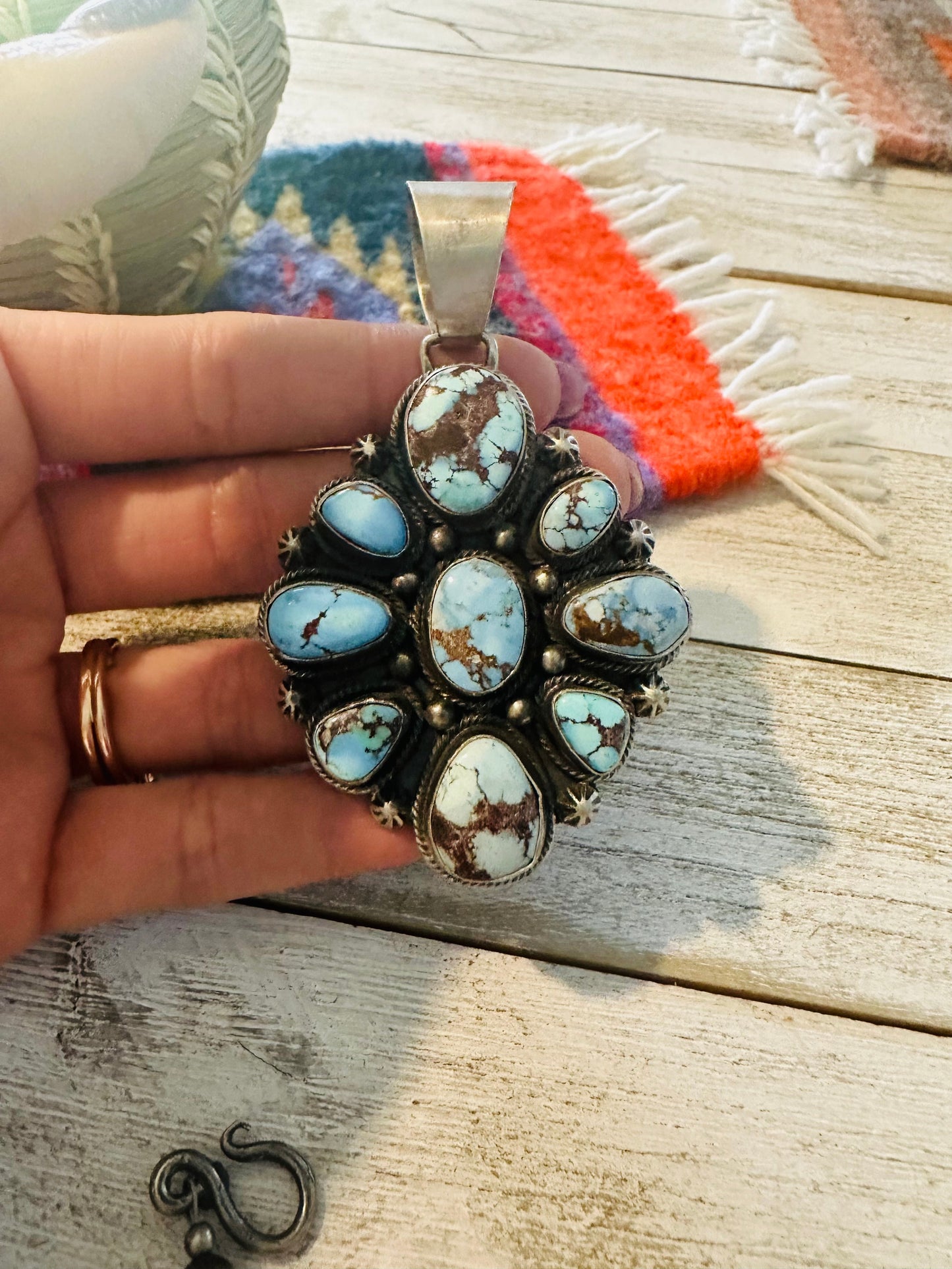 Handcrafted Golden Hills Turquoise & Sterling Silver Pendant
