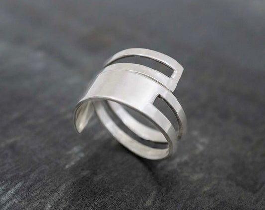 Fold Over Sterling Silver Ring w/ Channel
