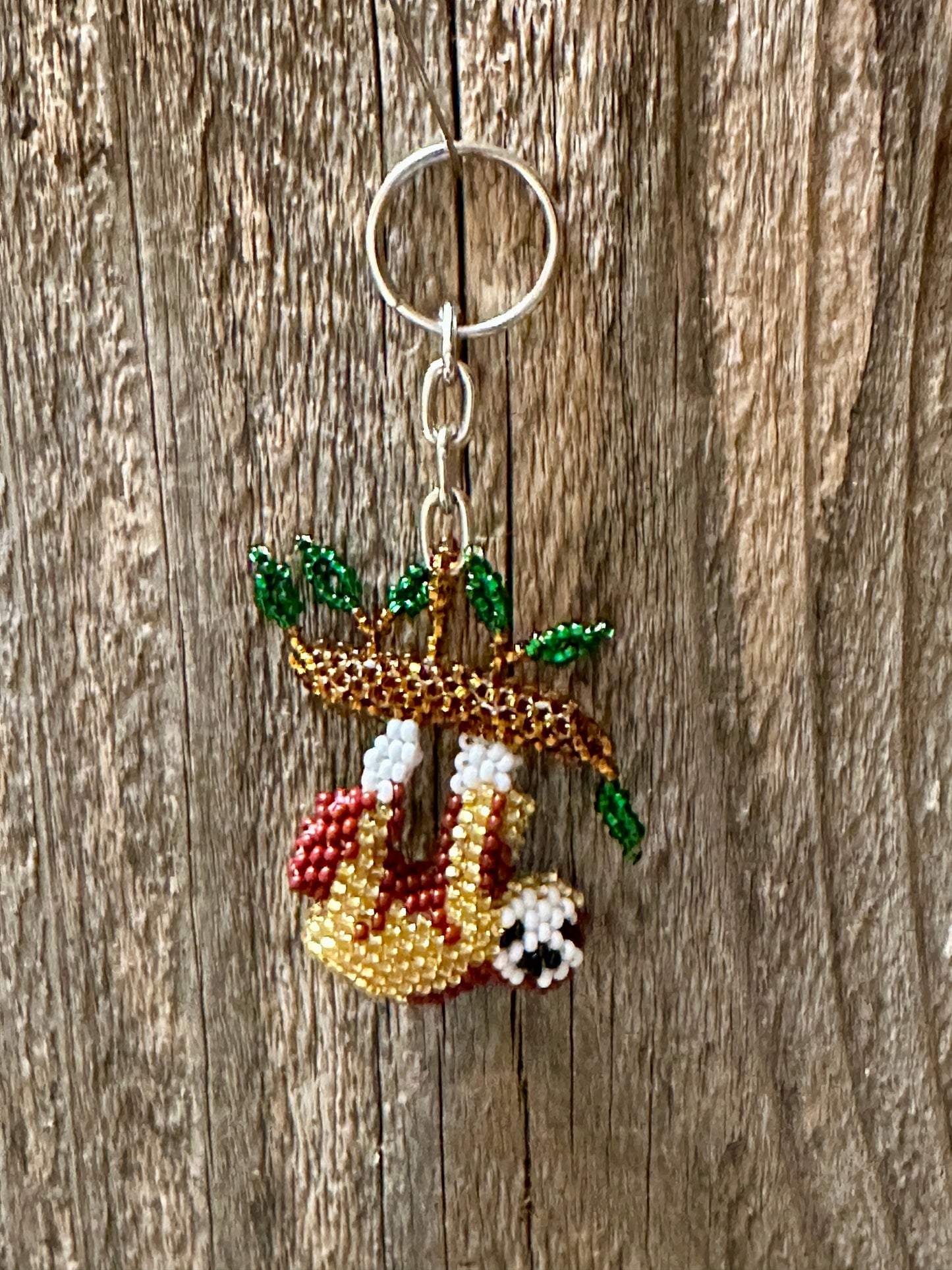 Handmade Beaded Sloth Keychain