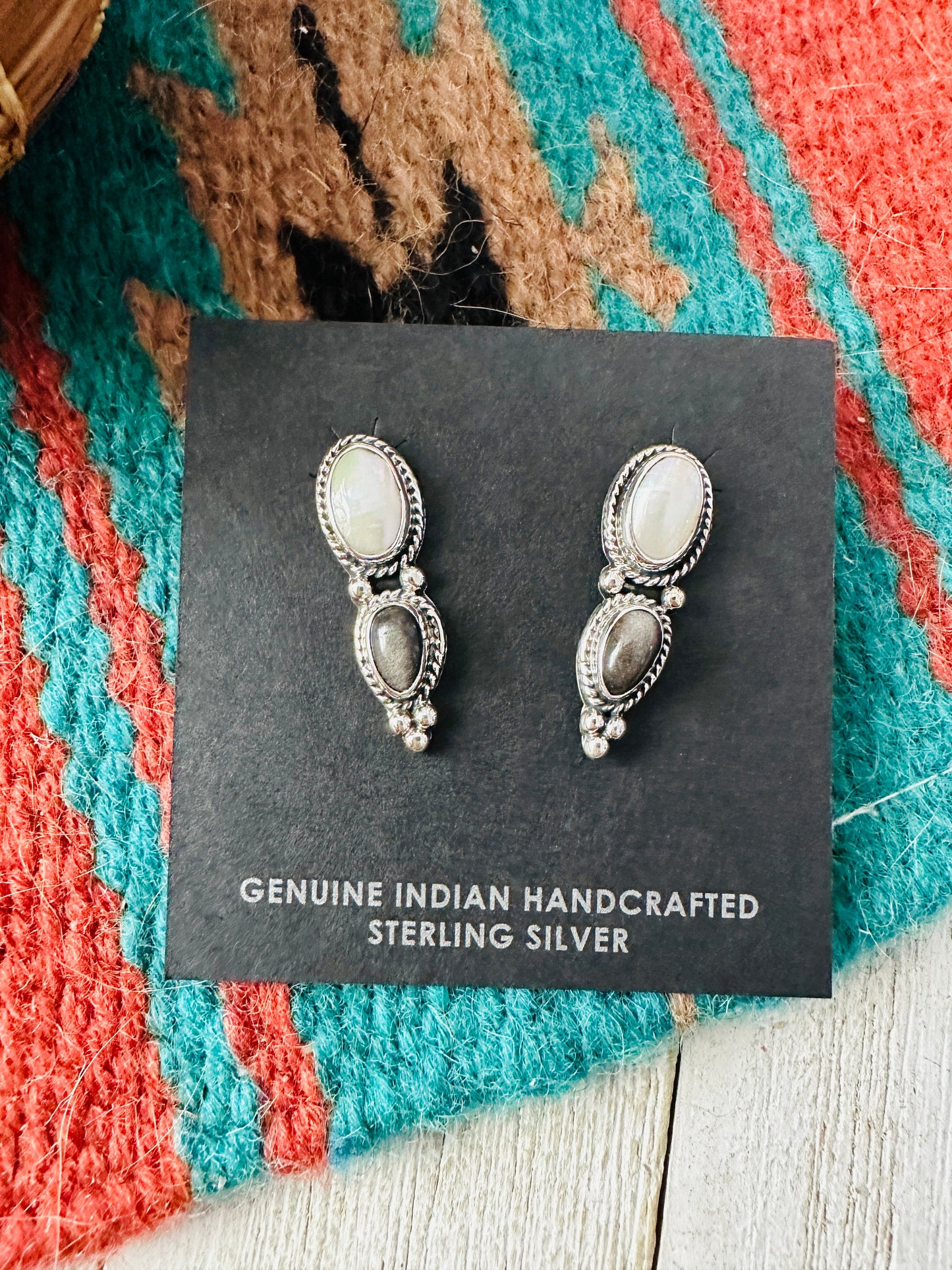 Handcrafted Sterling Silver, Pearl & Hematite Post Earrings