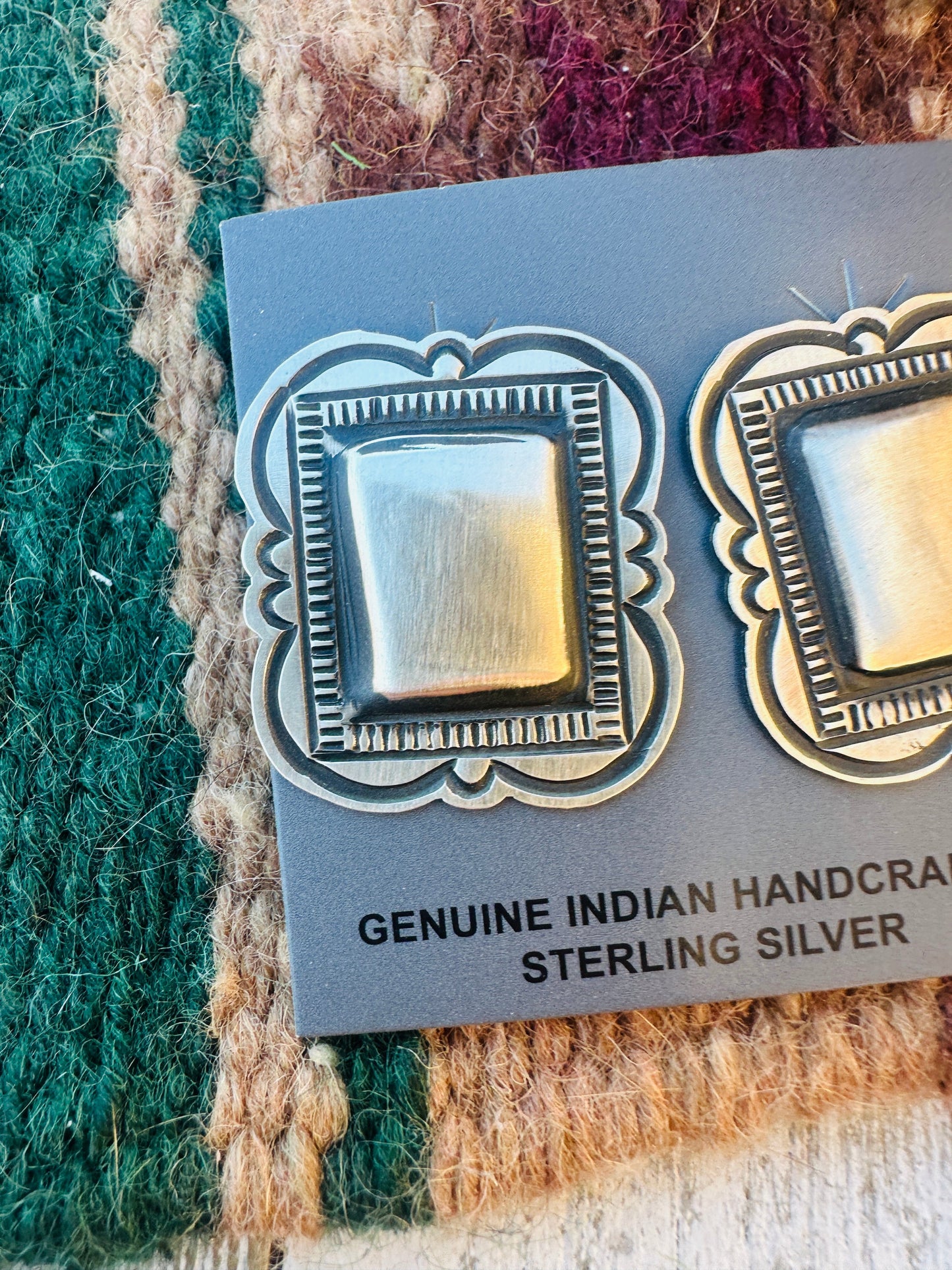 Handcrafted Sterling Silver Concho Post Earrings by Leander Tahe