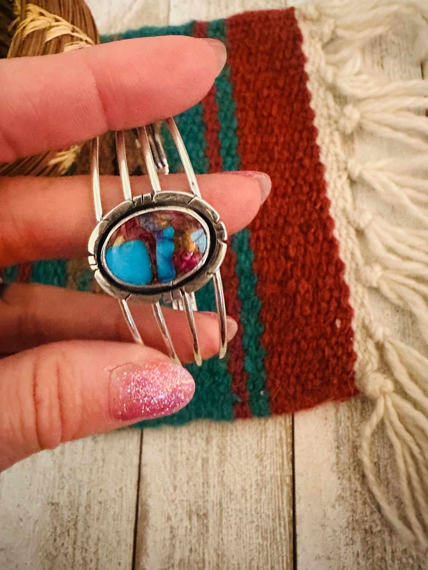 Handcrafted Sterling Silver & Pink Dream Mojave Cuff Bracelet