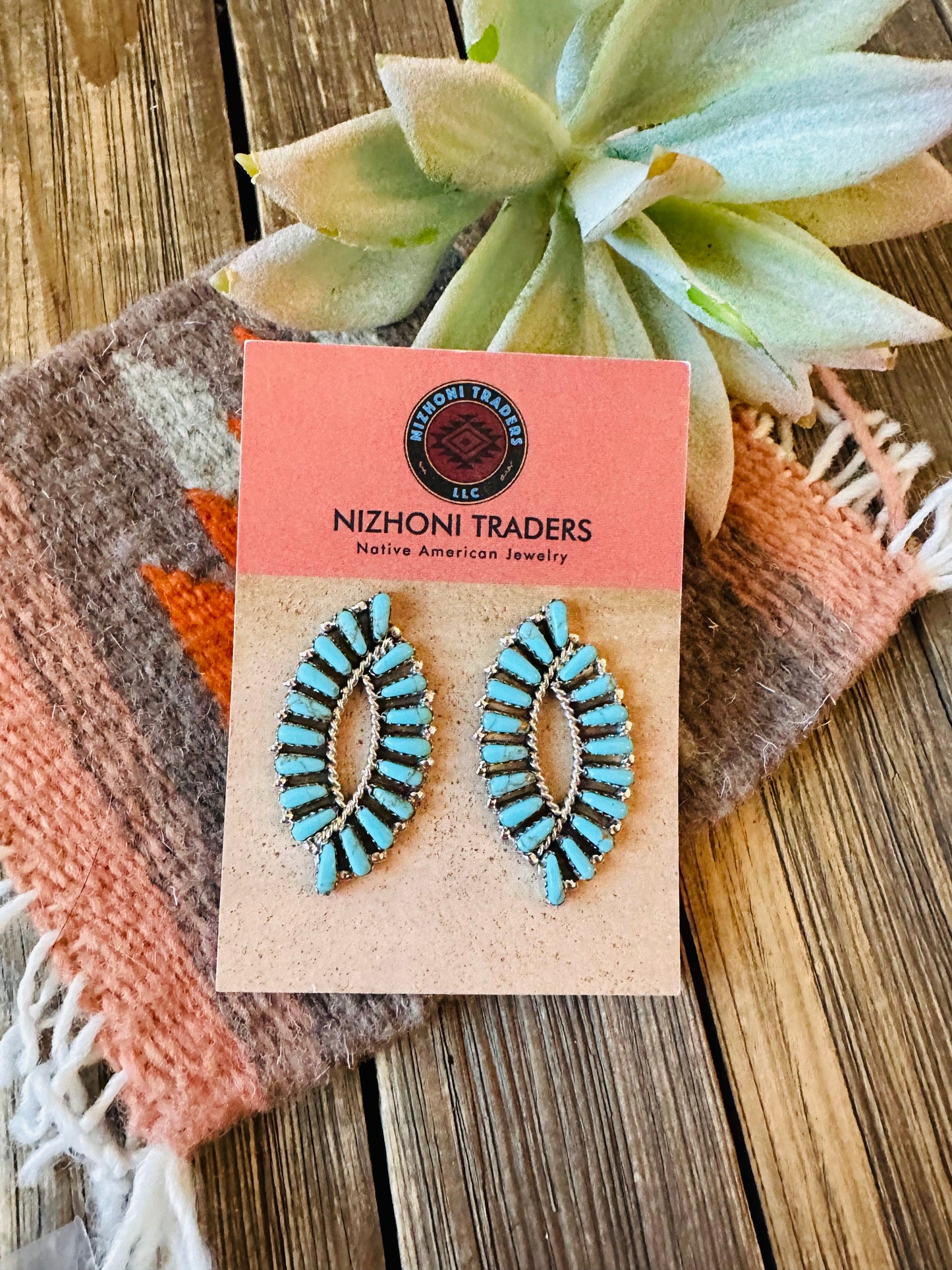 Handcrafted Sterling Silver & Turquoise Fishtail Post Earrings