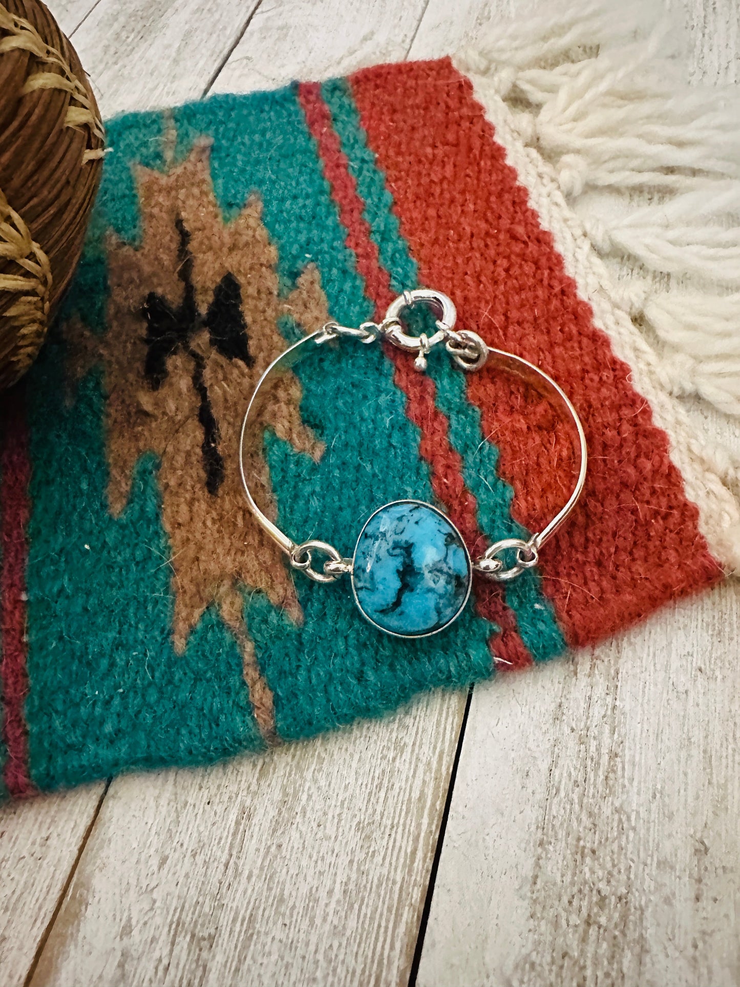 Handcrafted Turquoise & Sterling Silver Floating Link Bracelet