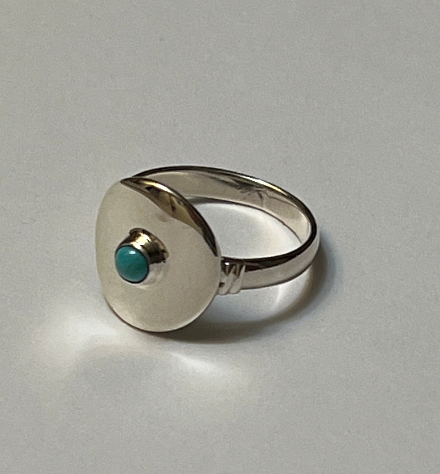 Sterling Silver Disc Ring w/ Turquoise Size 9