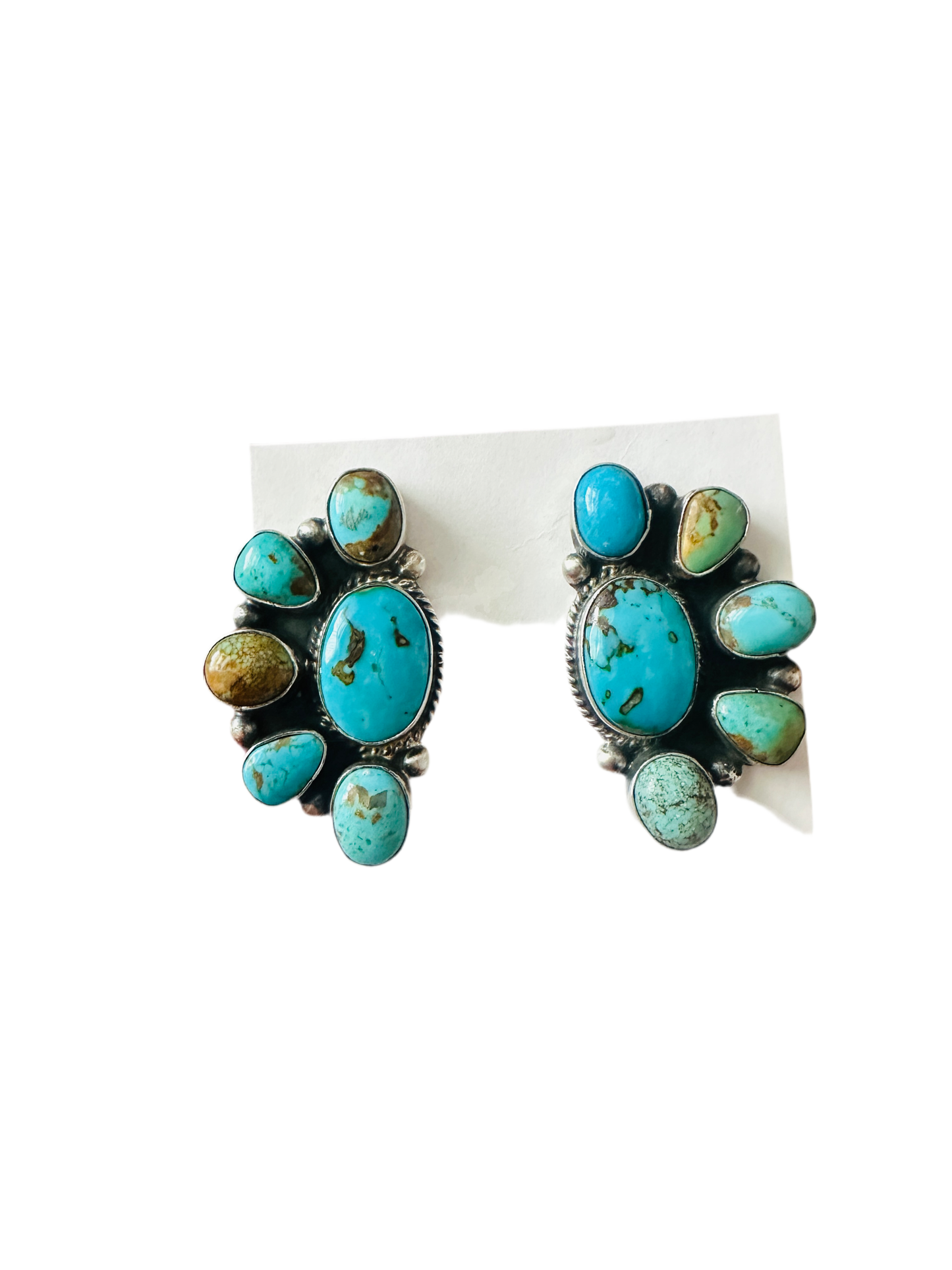 Handcrafted Sterling Silver & Turquoise Cluster Post Earrings