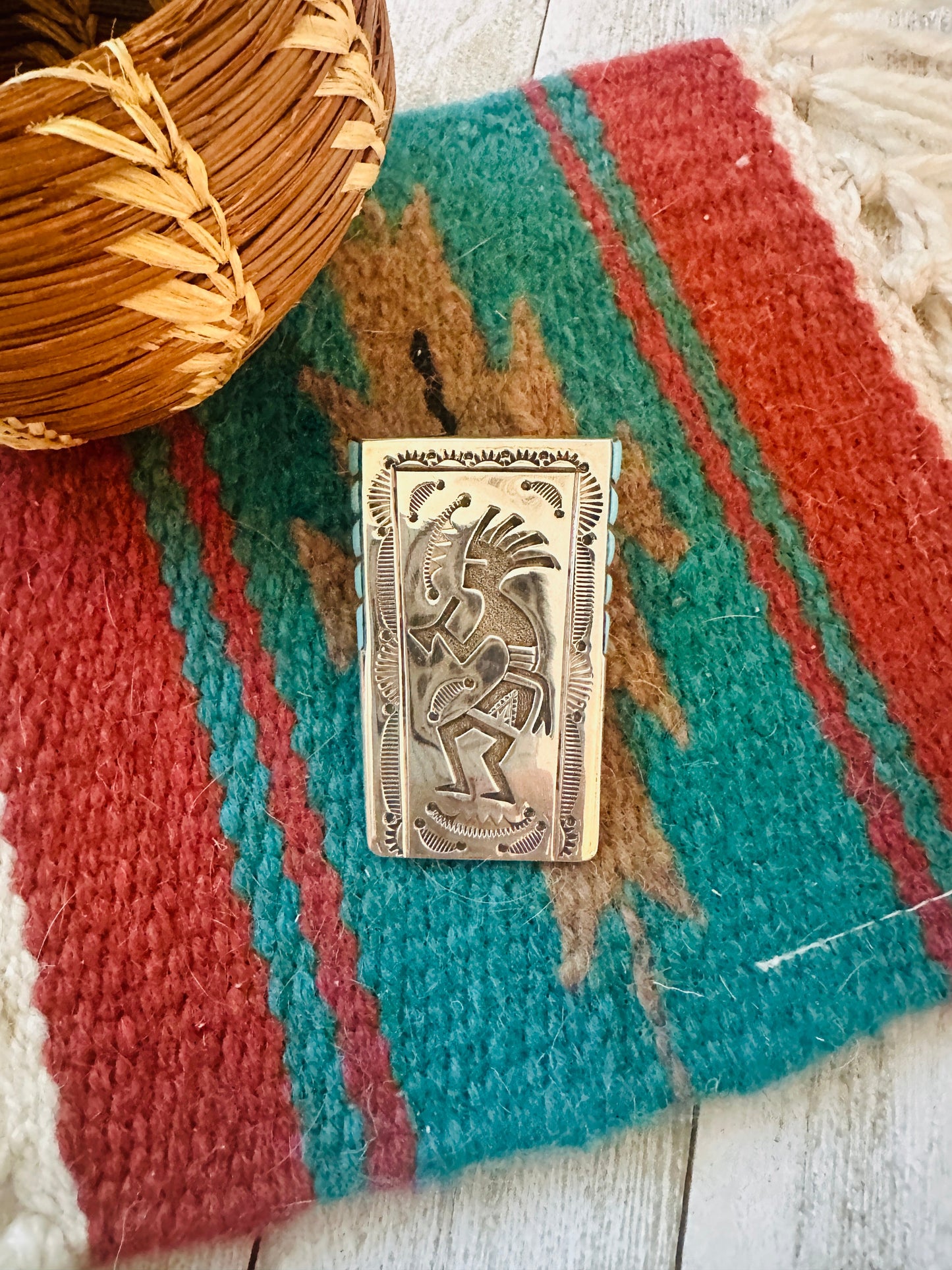 Handcrafted Sterling Silver & Turquoise Bolo Pendant