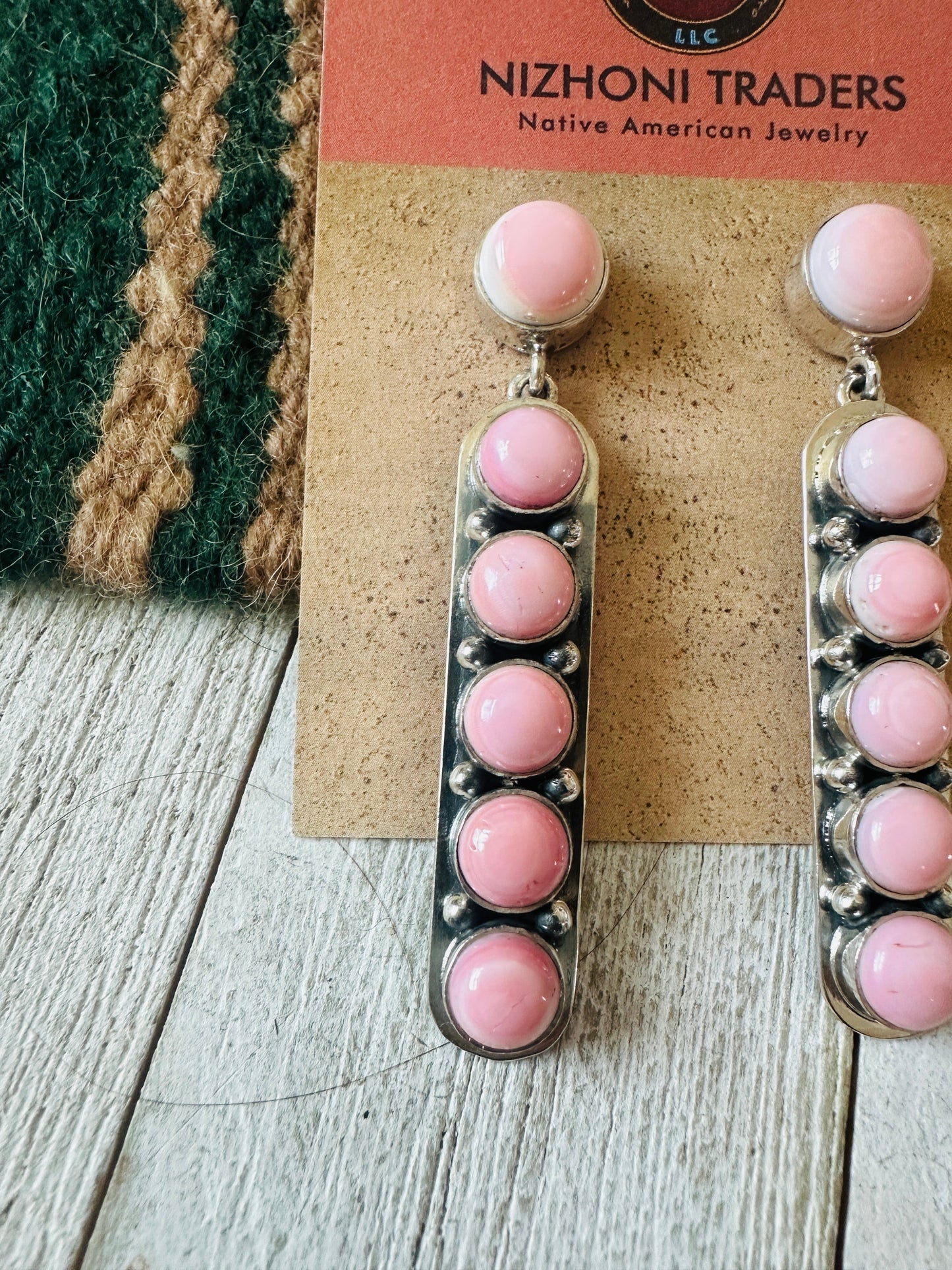 Handcrafted Sterling Silver & Queen Pink Conch Dangle Earrings