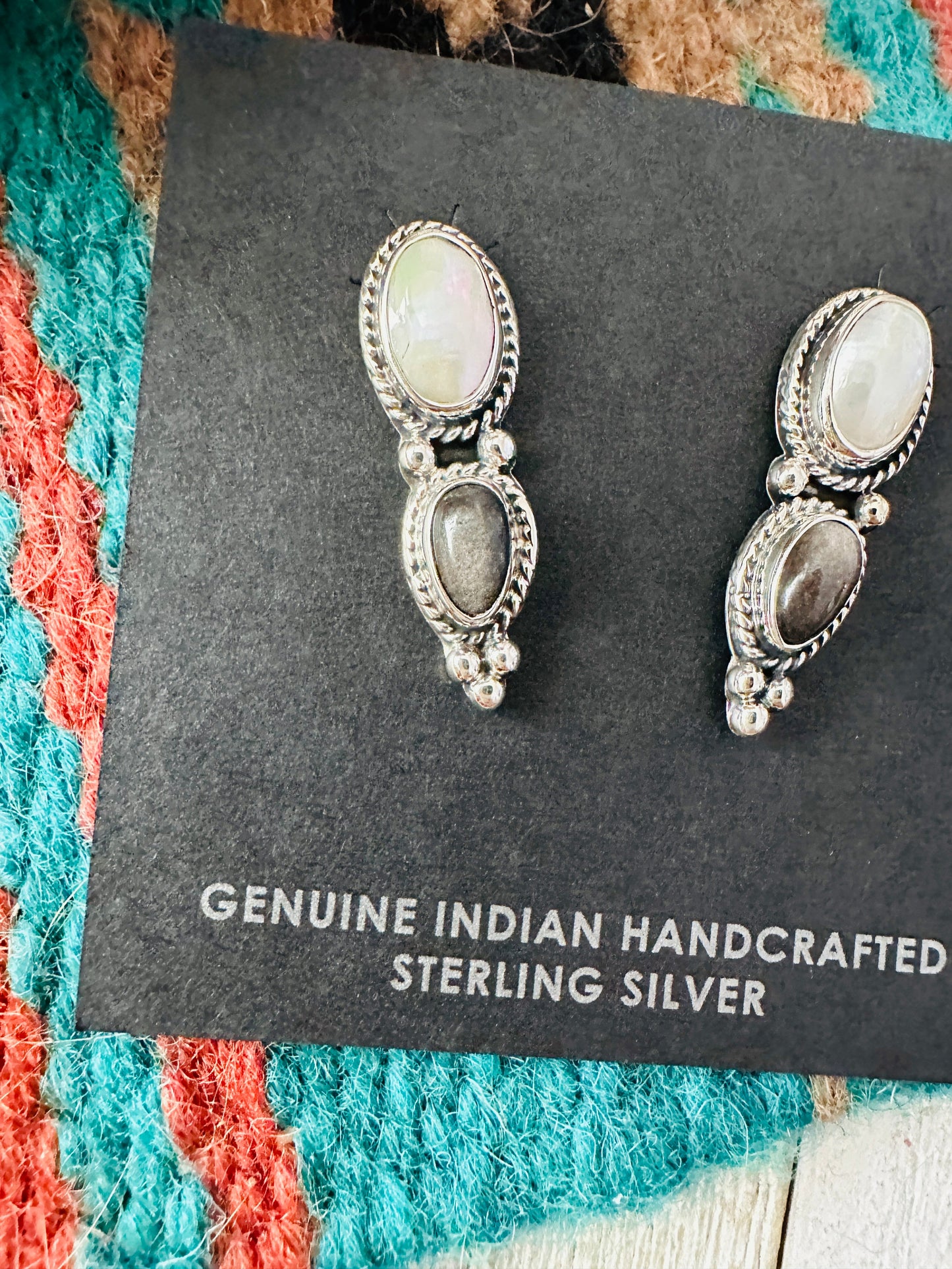 Handcrafted Sterling Silver, Pearl & Hematite Post Earrings