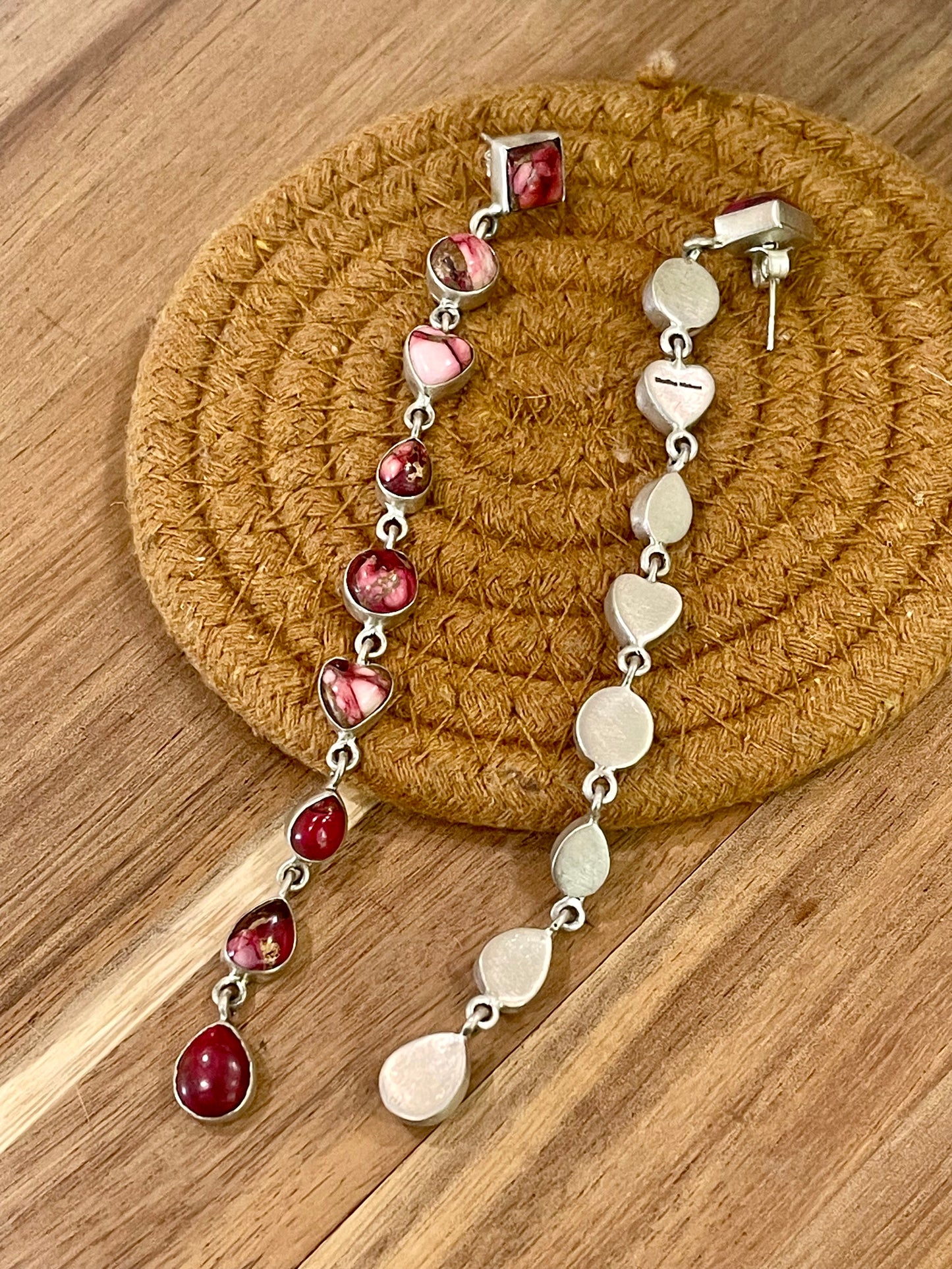 Beautiful Handmade Sterling Silver & Dahlia Rose Dangle Earringgs
