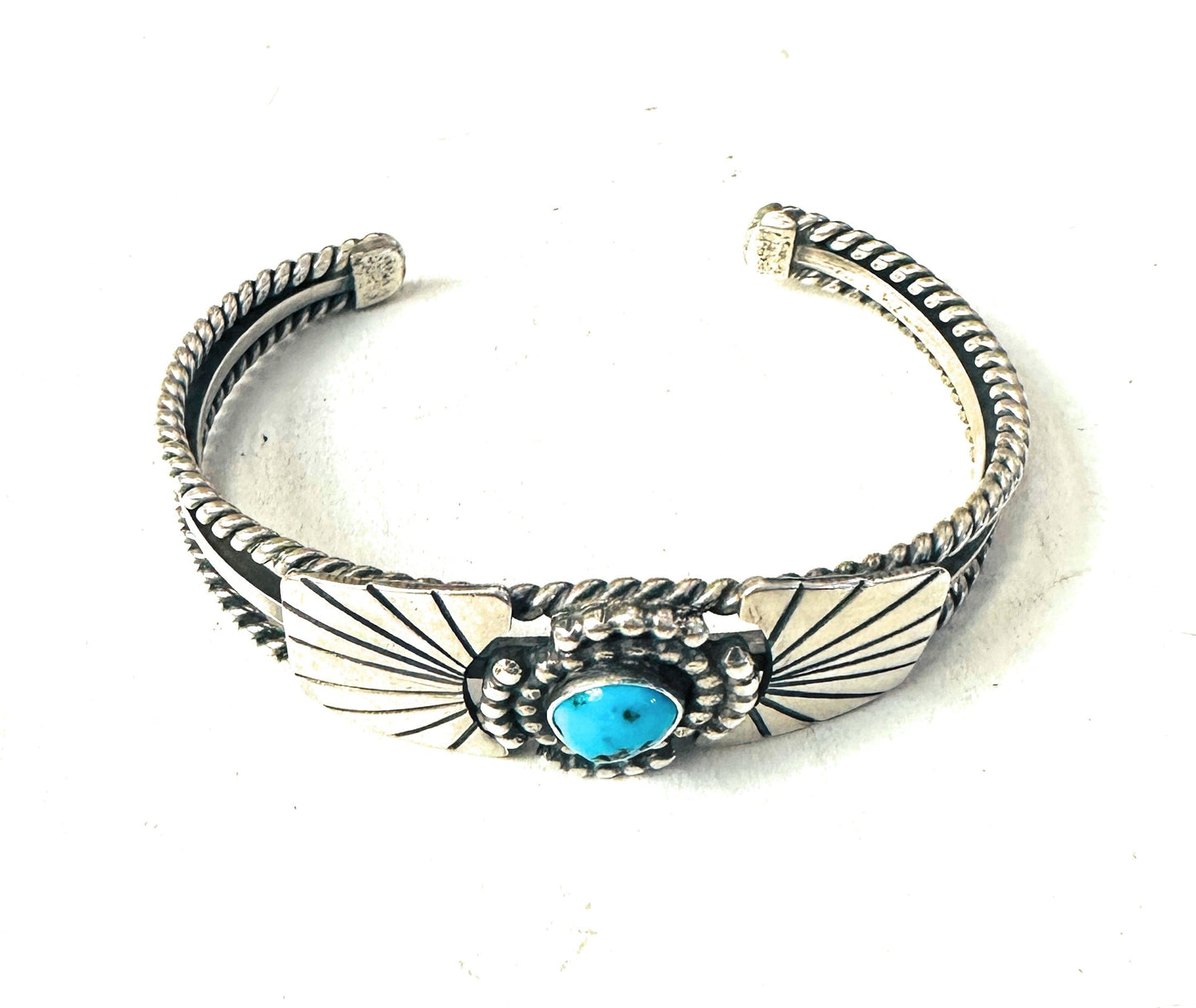 Handcrafted Kingman Turquoise & Sterling Silver Cuff Bracelet