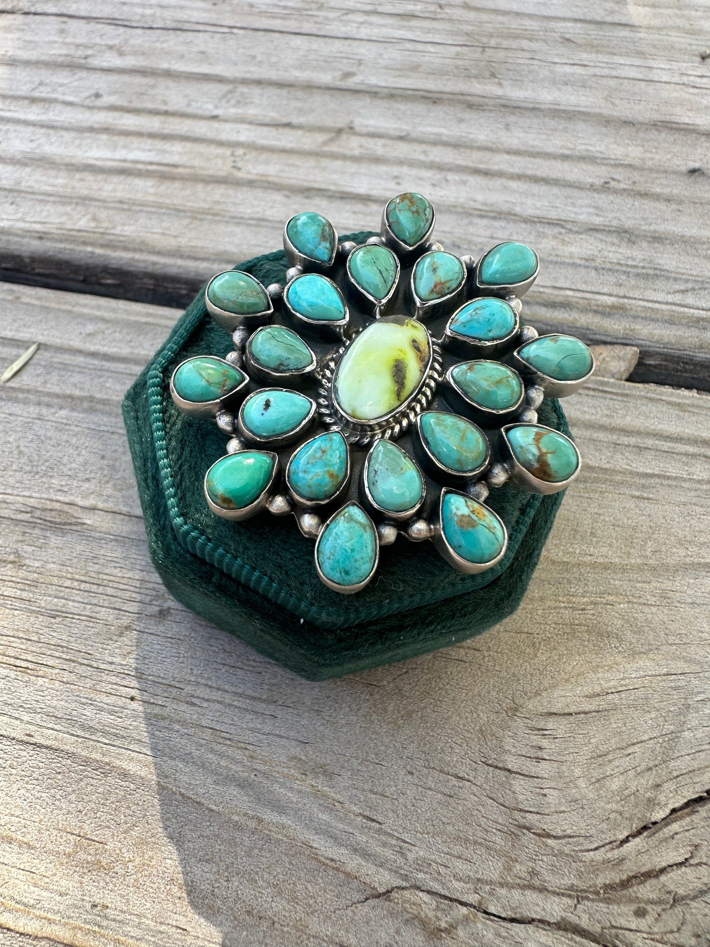 Handmade Kingman & Palomino Turquoise Sterling Adjustable Ring