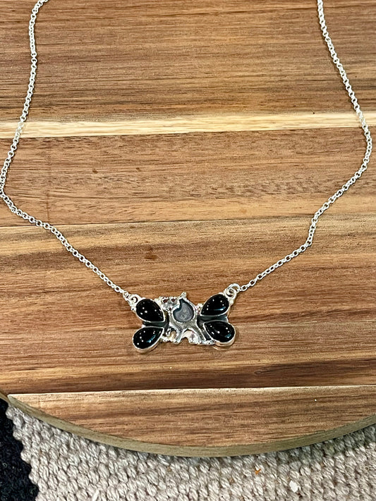 Beautiful Handmade Sterling Silver, Onyx Spooky Cat Necklace