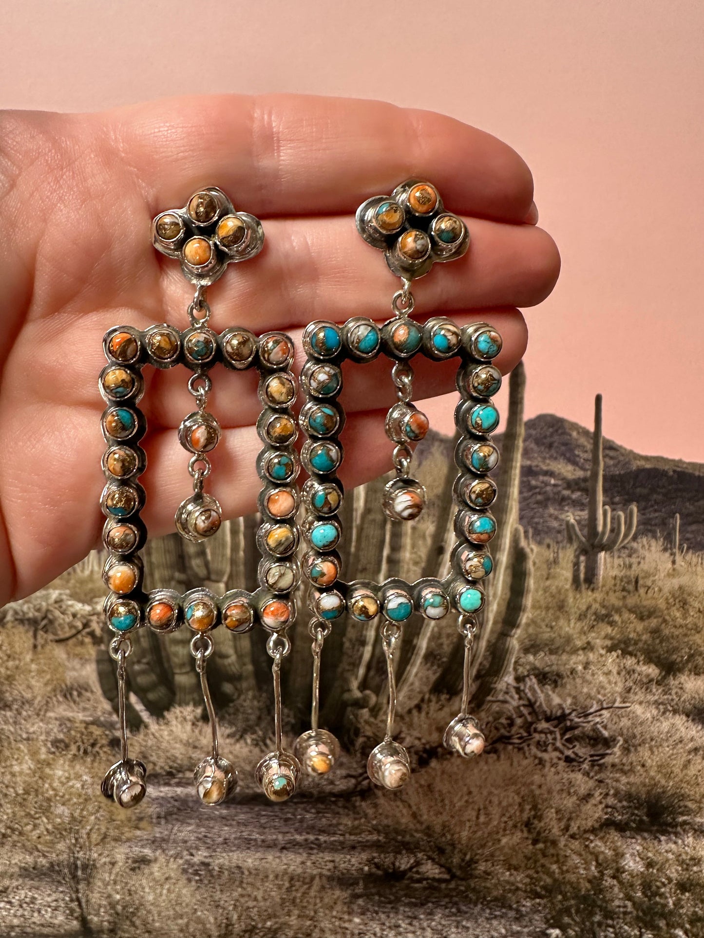 Handmade Spice and Sterling Silver Dangle Earrings