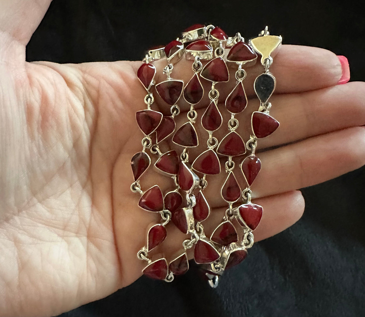 24" Red Jasper Lariat Necklace