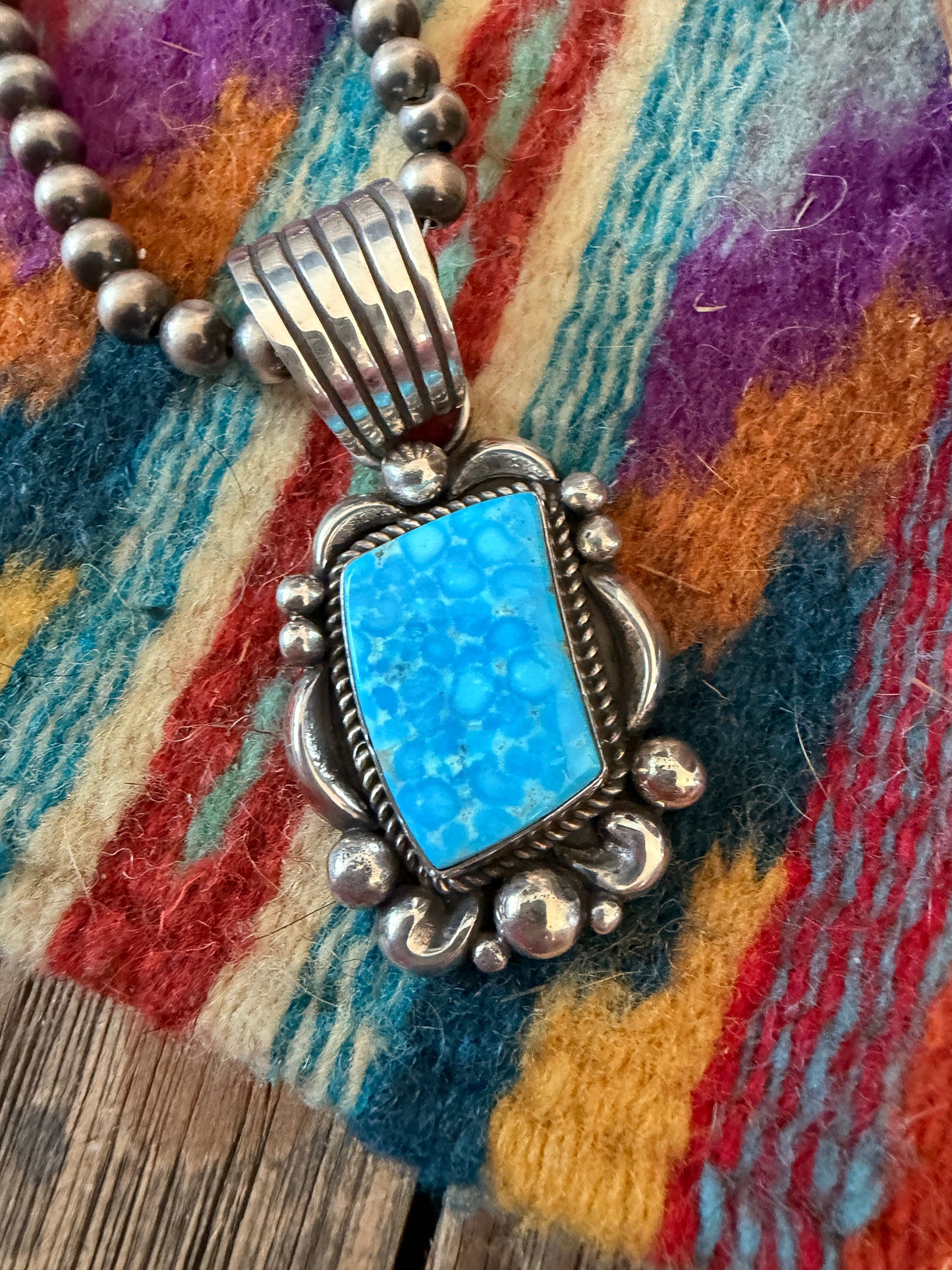 Handcrafted Sterling Silver & Turquoise Pendant by Albert Jake