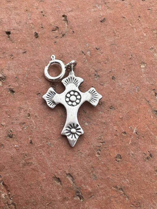 Sterling Silver Handmade Stamped Cross Charm
