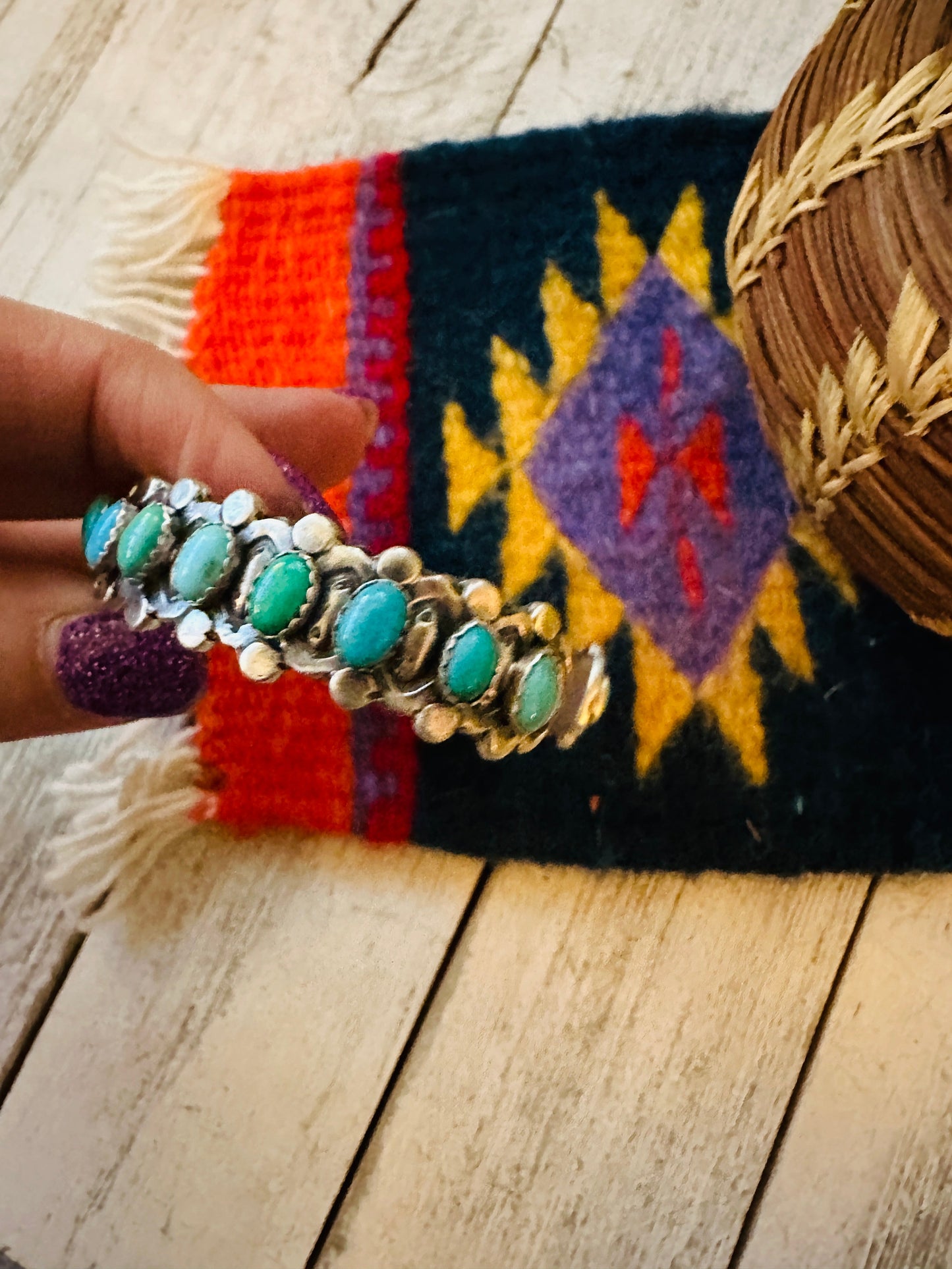 Navajo Sterling Silver & Turquoise Cuff Bracelet