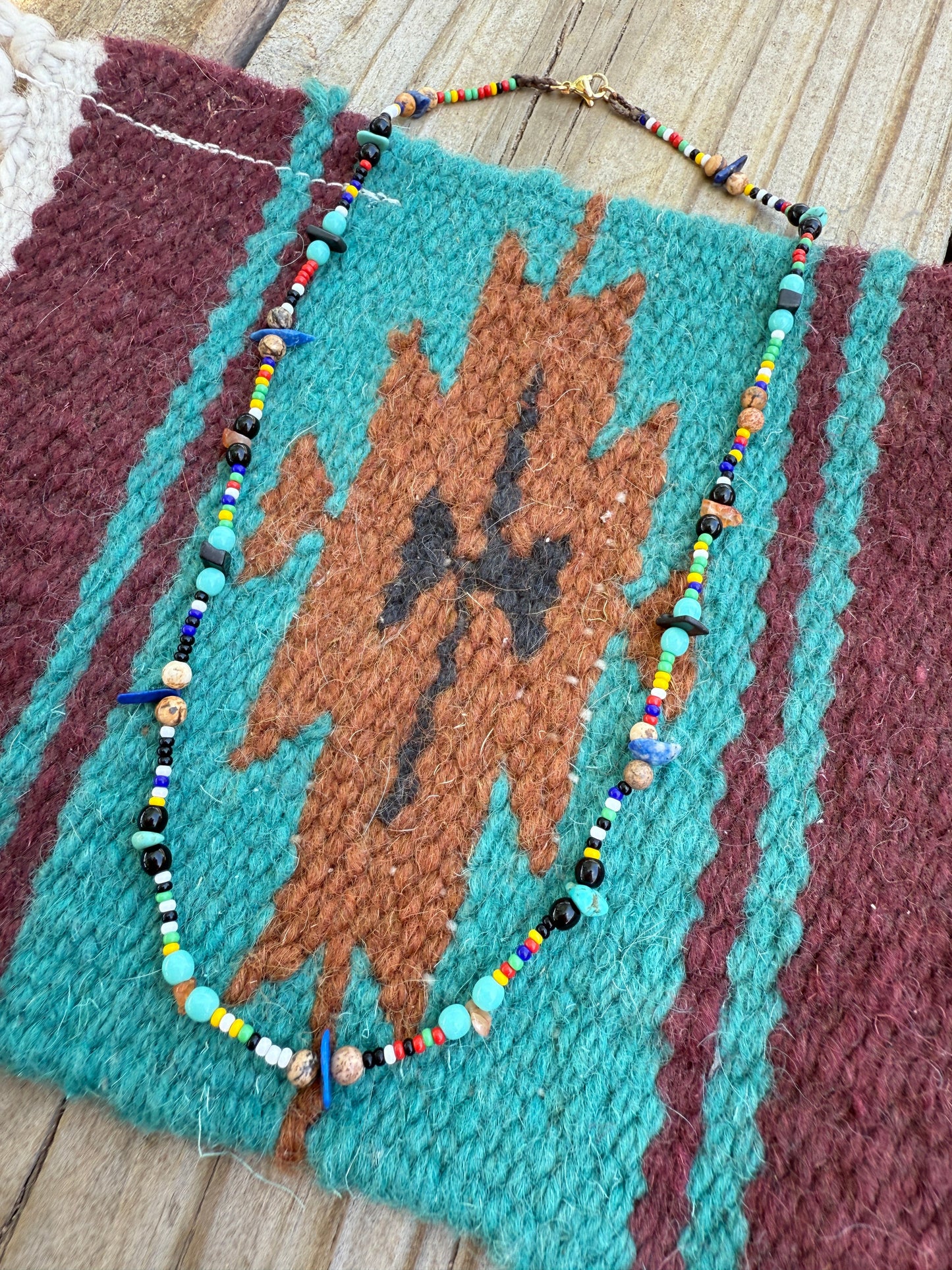 “The Golden Collection” Beaded Bliss Handmade Beaded Necklace 16” STYLE 6