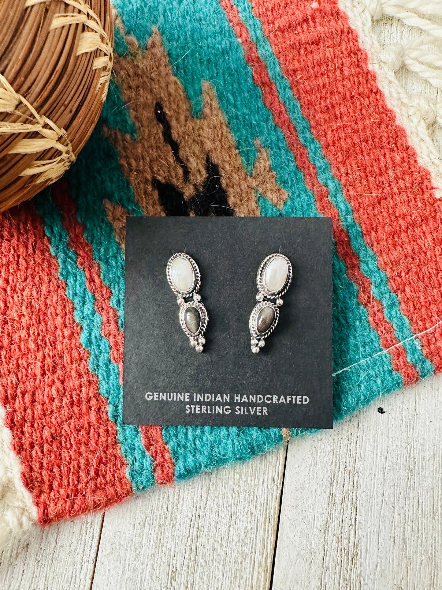 Handcrafted Sterling Silver, Pearl & Hematite Post Earrings