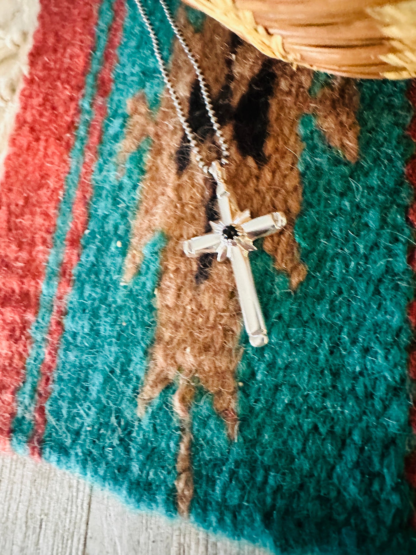 Handcrafted Black Onyx & Sterling Silver Cross Pendant