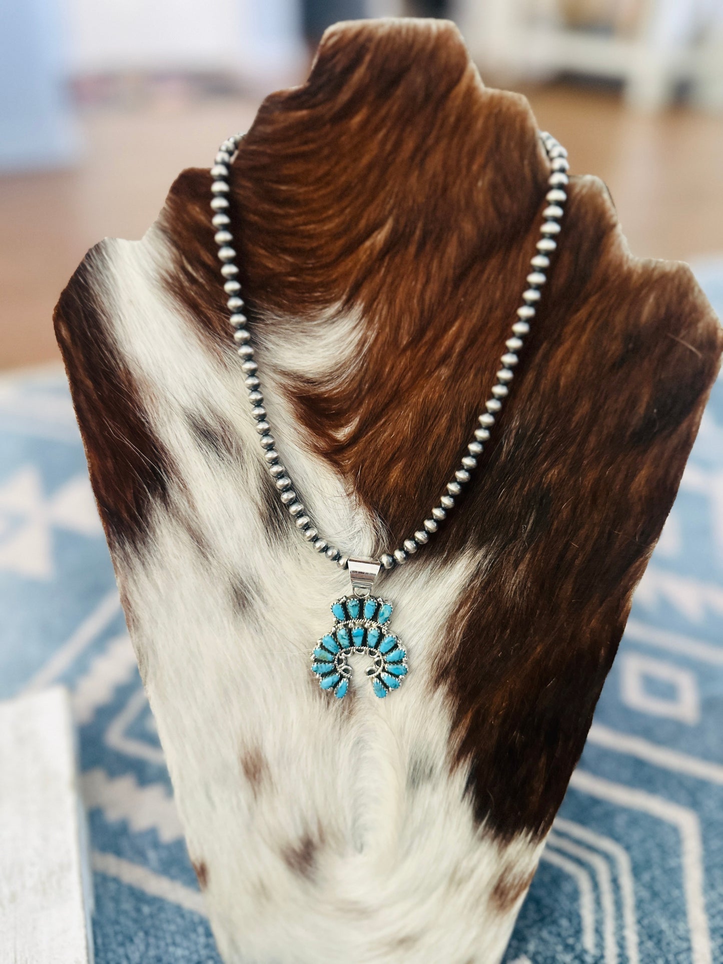 Handcrafted Turquoise & Sterling Silver Naja Necklace