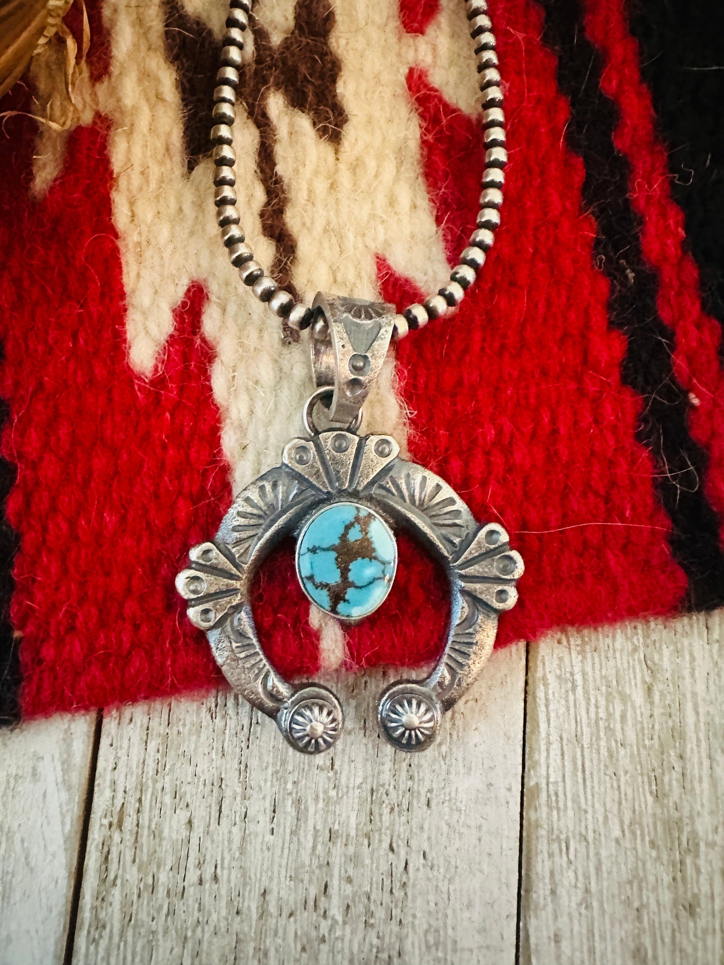 Handcrafted Sterling Silver & Turquoise Naja Pendant by Kevin Billah