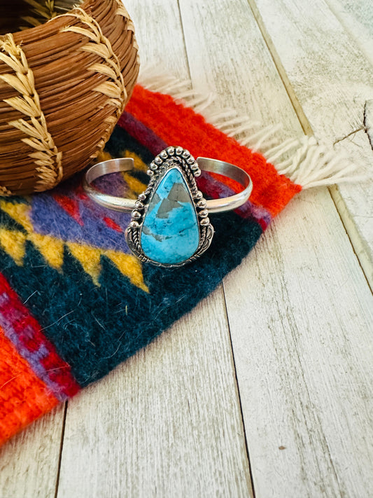 Handcrafted Sterling Silver & Turquoise Cuff Bracelet by Francis Fred
