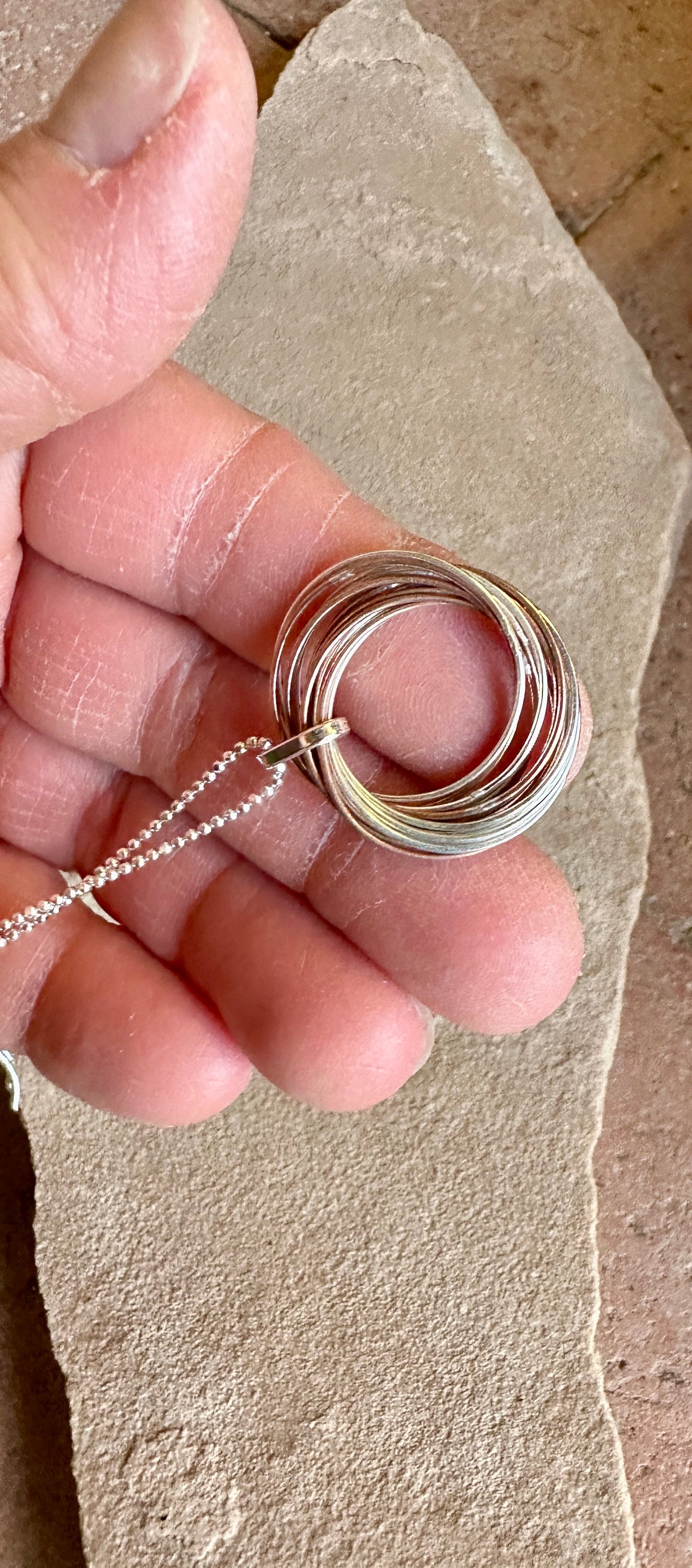 Sterling Silver & Copper Multi Rings Necklace