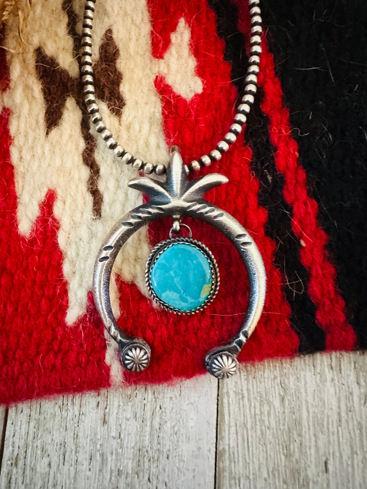 Handcrafted Sterling Silver & Turquoise Naja Pendant by Martha Cayatineto