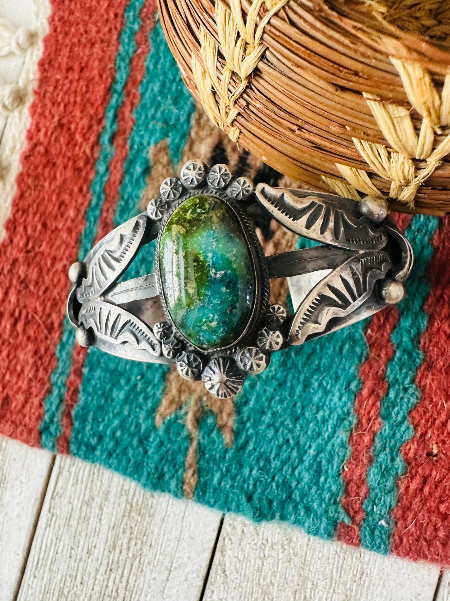 Handcrafted Sonoran Mountain Turquoise & Sterling Silver Cuff Bracelet