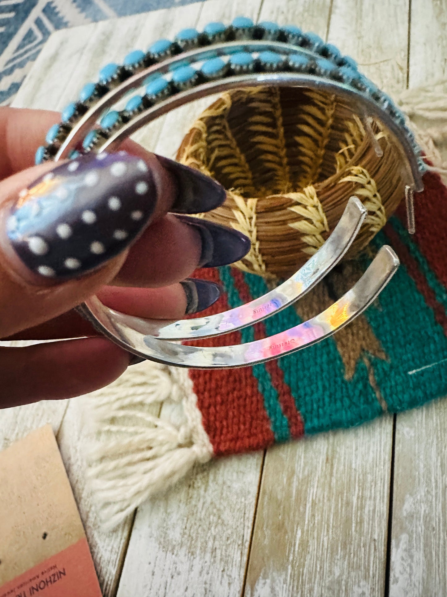 Handcrafted Turquoise & Sterling Silver Snake Eye Hoop Earrings
