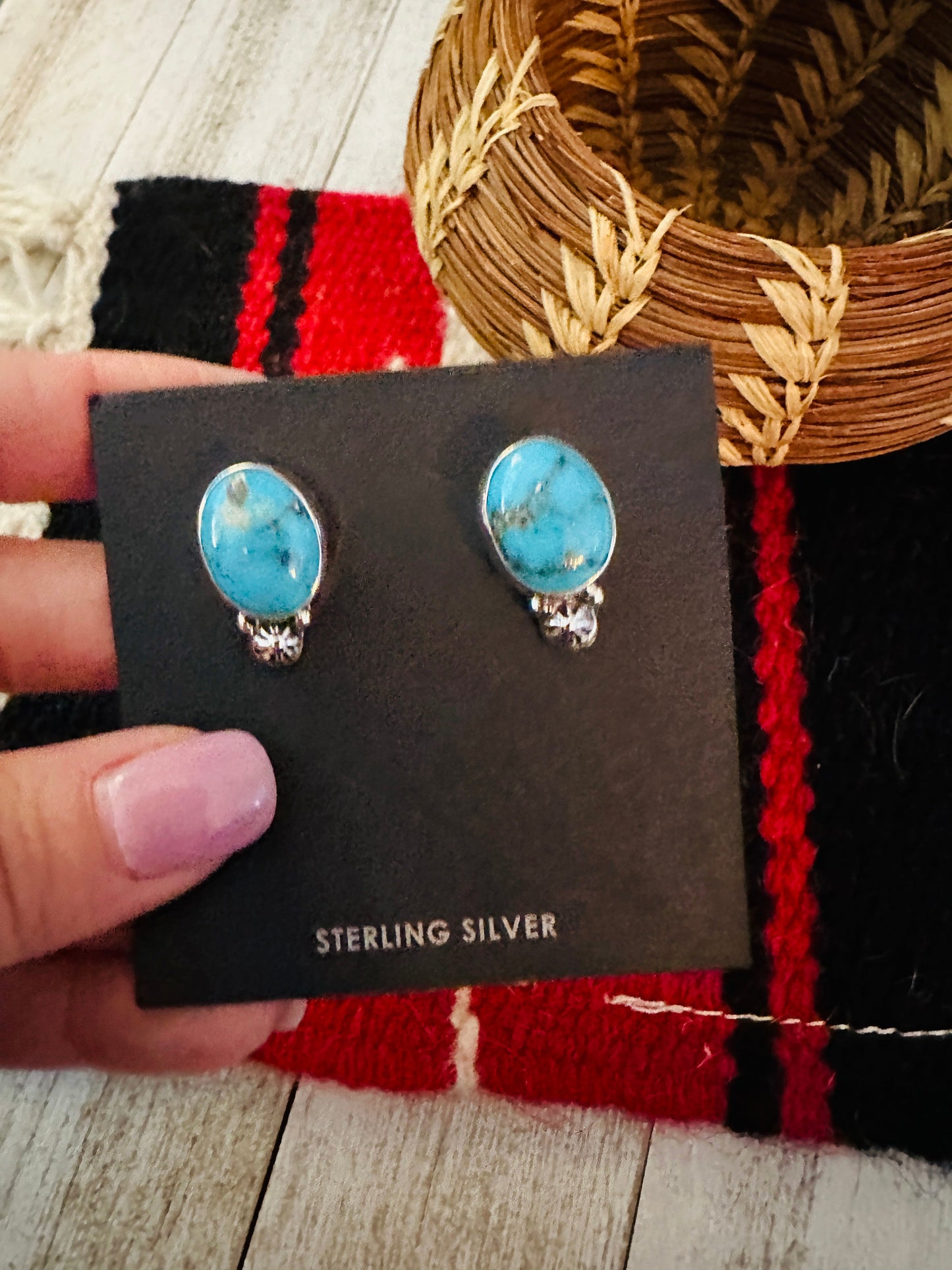 Sterling Silver & Morenci Turquoise Post Earrings