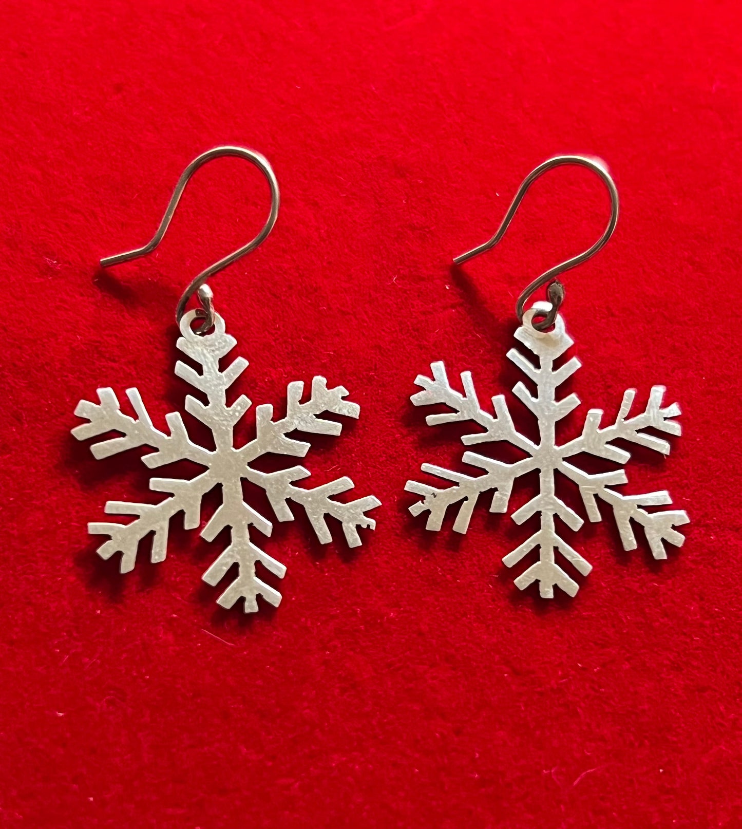 Sterling Silver Snowflake Earrings On Hook