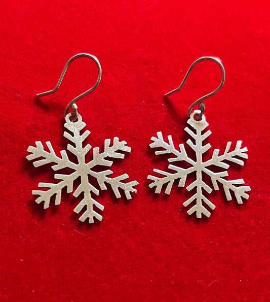 Sterling Silver Snowflake Earrings On Hook