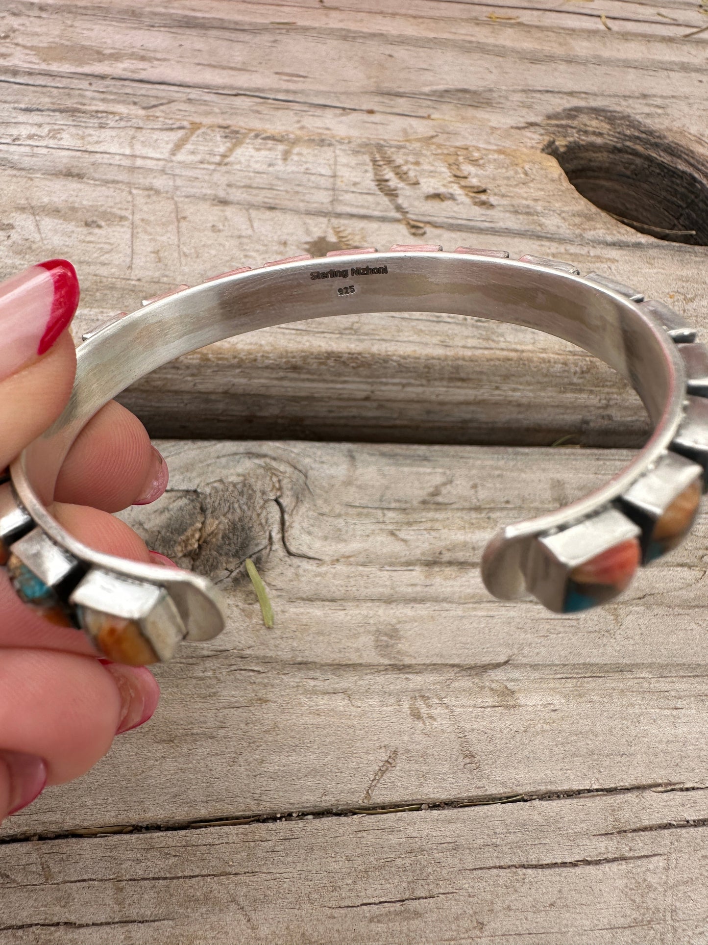 Handmade Spice & Sterling Silver Cuff Bracelet (more blue)