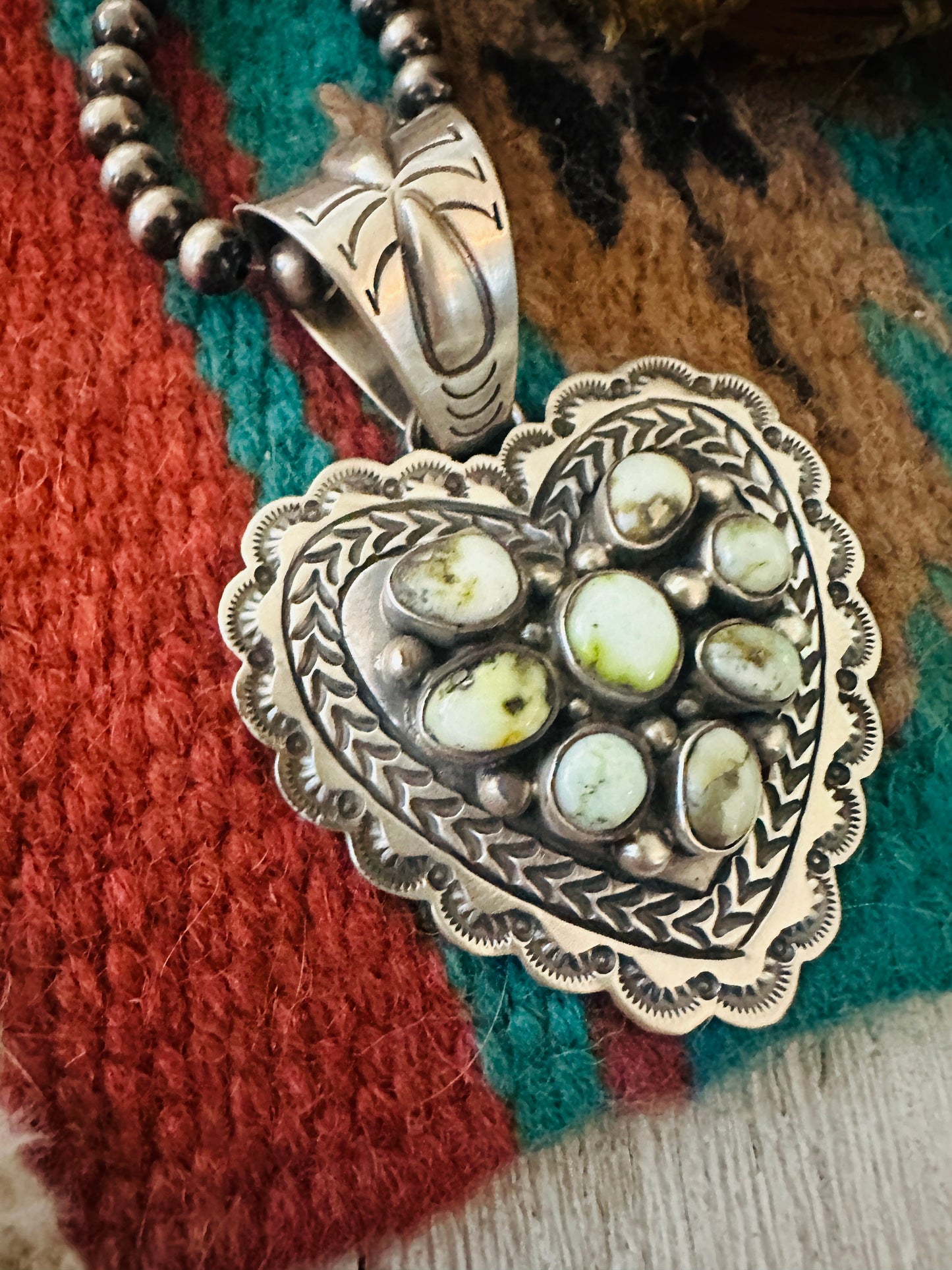 Handcrafted Palomino Turquoise & Sterling Silver Heart Pendant