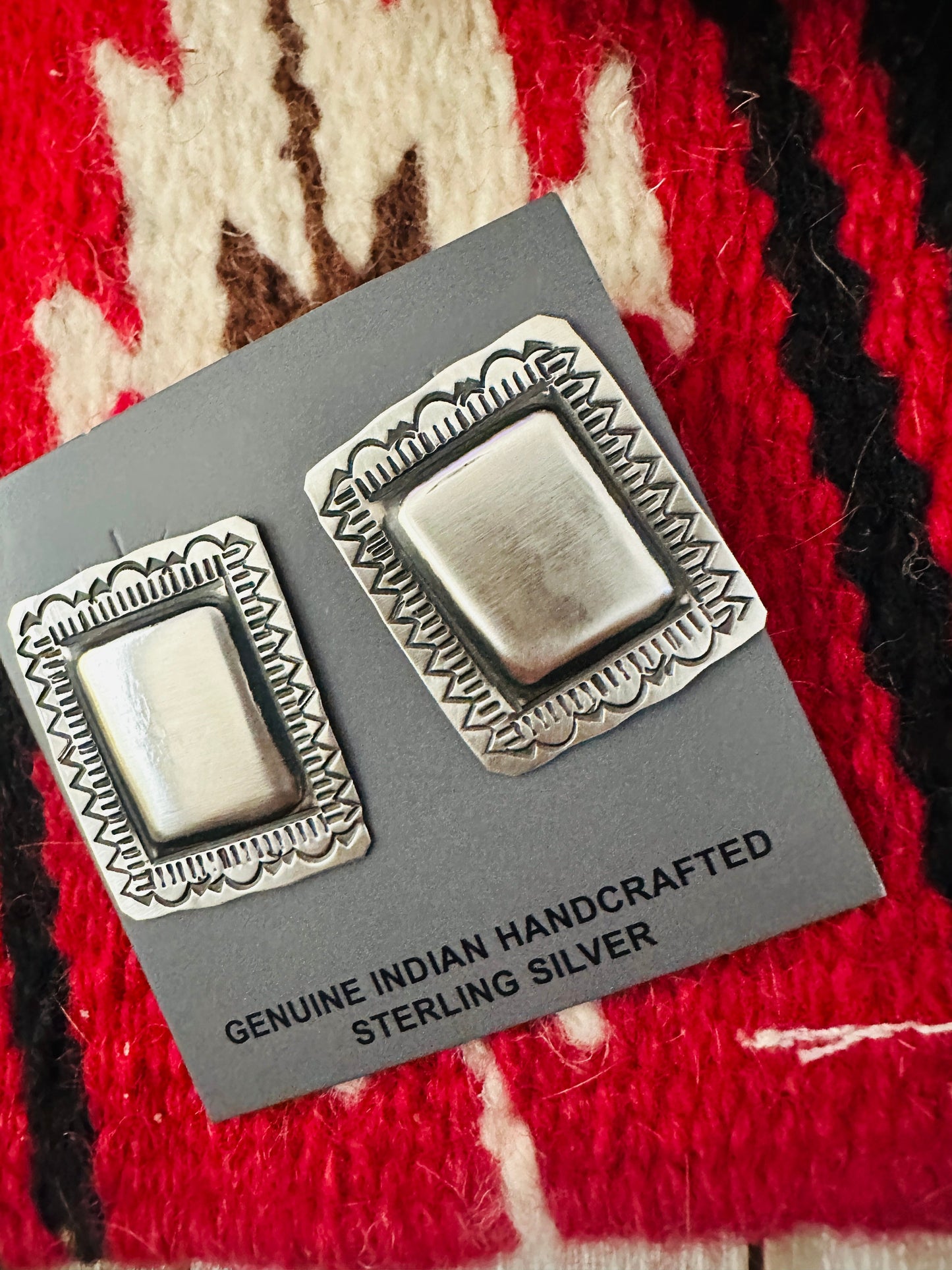 Handcrafted Sterling Silver Concho Post Earrings by Leander Tahe